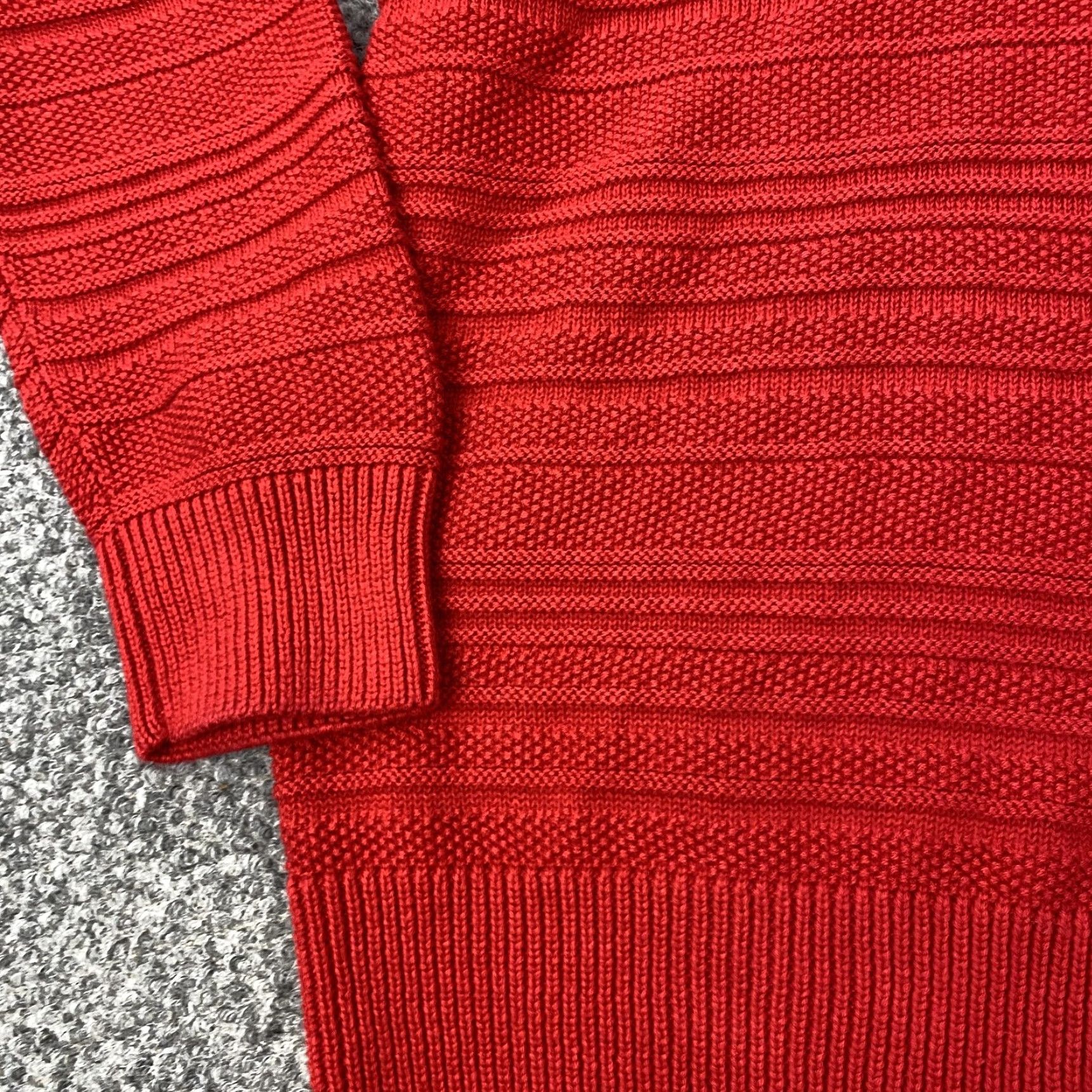 Chaps VINTAGE Chaps Sweater Pullover Mens Large Red Cotton Knit 1/4 Zip Mock Neck Striped Size US L / EU 52-54 / 3 - 3 Thumbnail