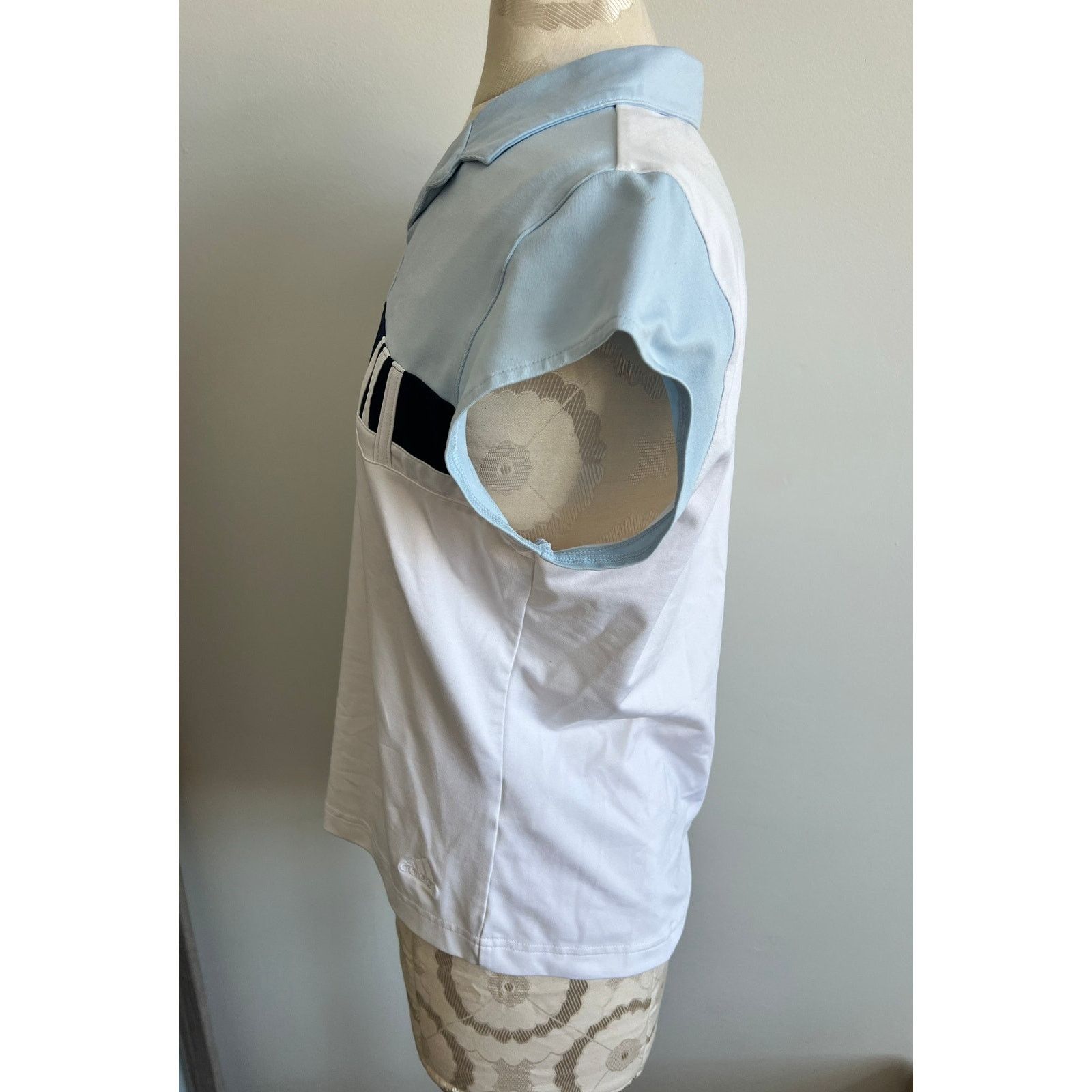 Adidas Adidas Women's Blue & White Short Sleeve Tennis Polo Large Size L / US 10 / IT 46 - 3 Thumbnail