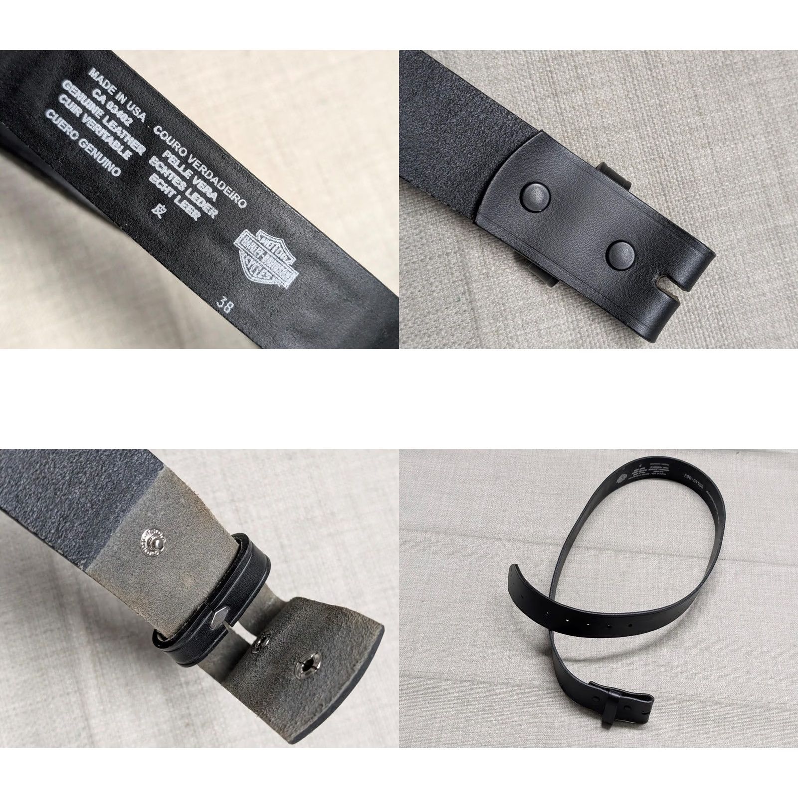 Harley Davidson VINTAGE Harley-Davidson belt 38 black Western Spellout Leather USA Made Mens Belt Size 38 - 8 Thumbnail