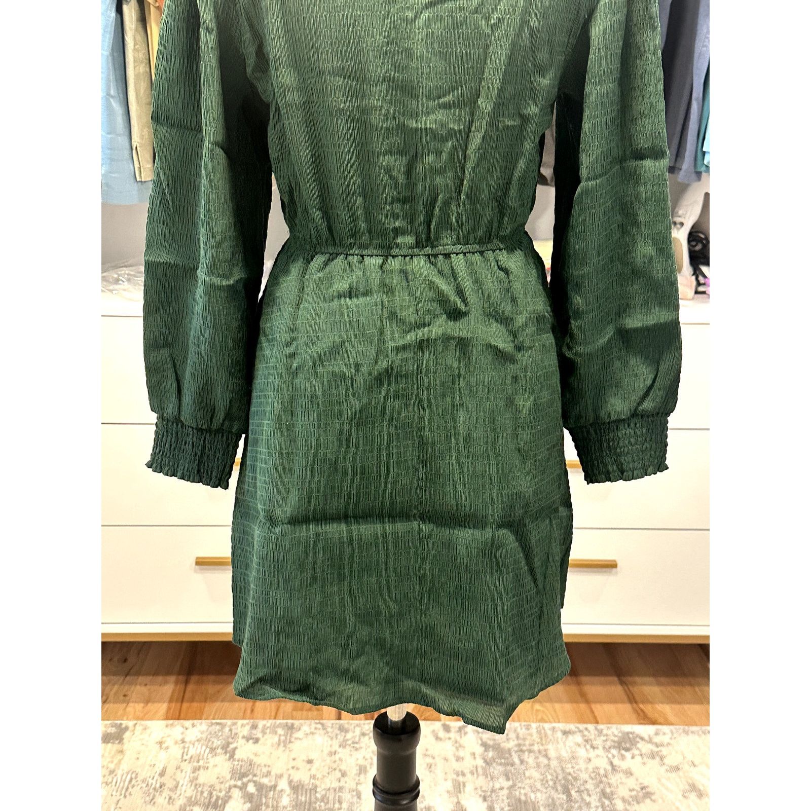 BB Dakota BB Dakota Forest Green Textured Long Sleeve Dress Boho SNWOT Size S / US 4 / IT 40 - 9 Thumbnail