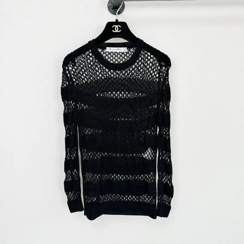 Dior Dior Black Cotton Long Sleeve Pullover Sweater 0089 Size S / US 4 / IT 40 - 1 Thumbnail