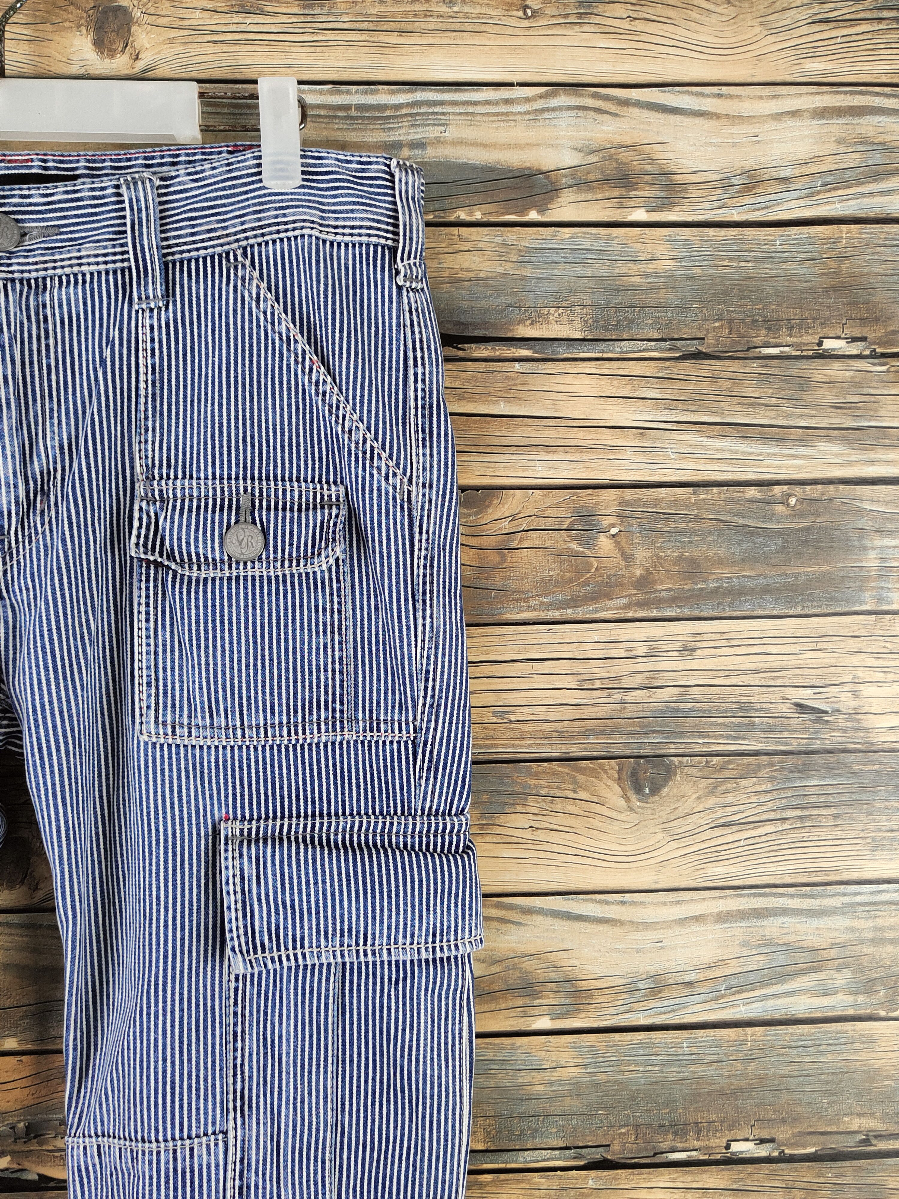 Japanese Brand DL Varosh Blue White Multipocket Cargo Pants #S2904 Size US 33 - 5 Thumbnail