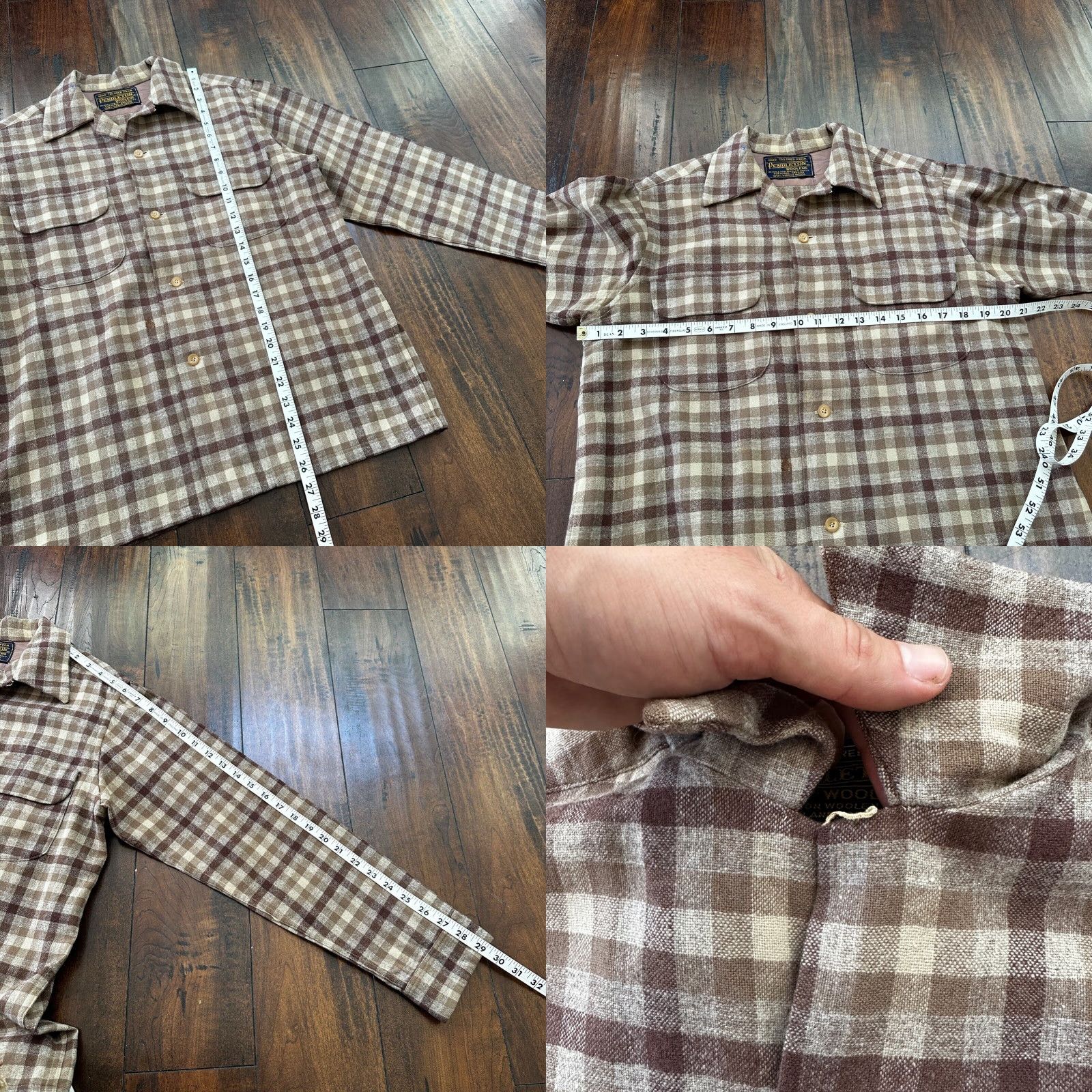 Pendleton VINTAGE 1950s Pendleton Board Shirt Men Large Virgin Wool Plaid Flannel Brown Size US L / EU 52-54 / 3 - 8 Thumbnail