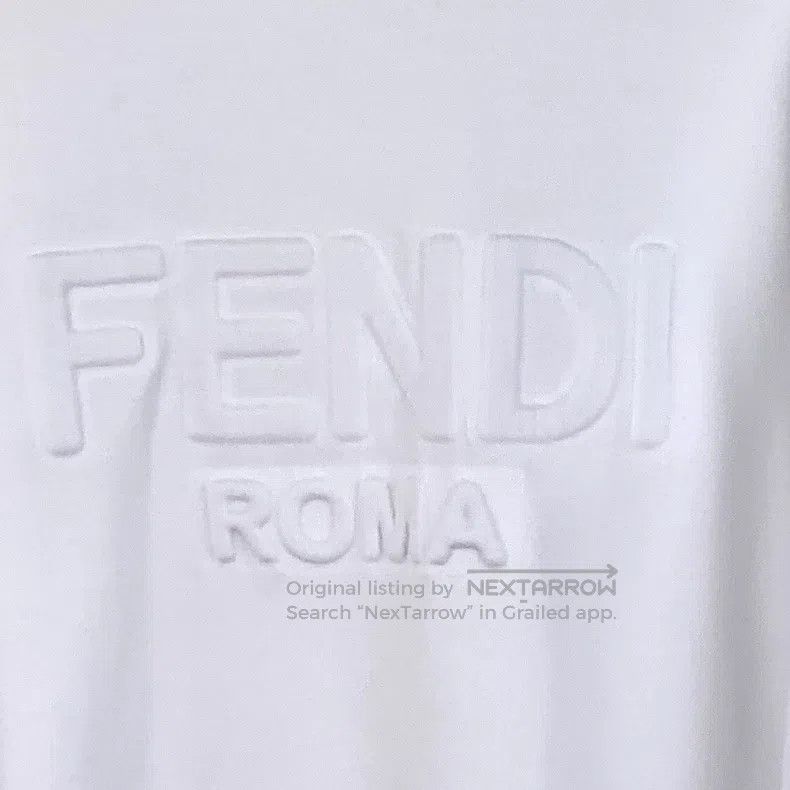 Fendi Fendi White Logo Letter Raised Cotton Crew Neck Long-Sleev Size US XL / EU 56 / 4 - 4 Thumbnail