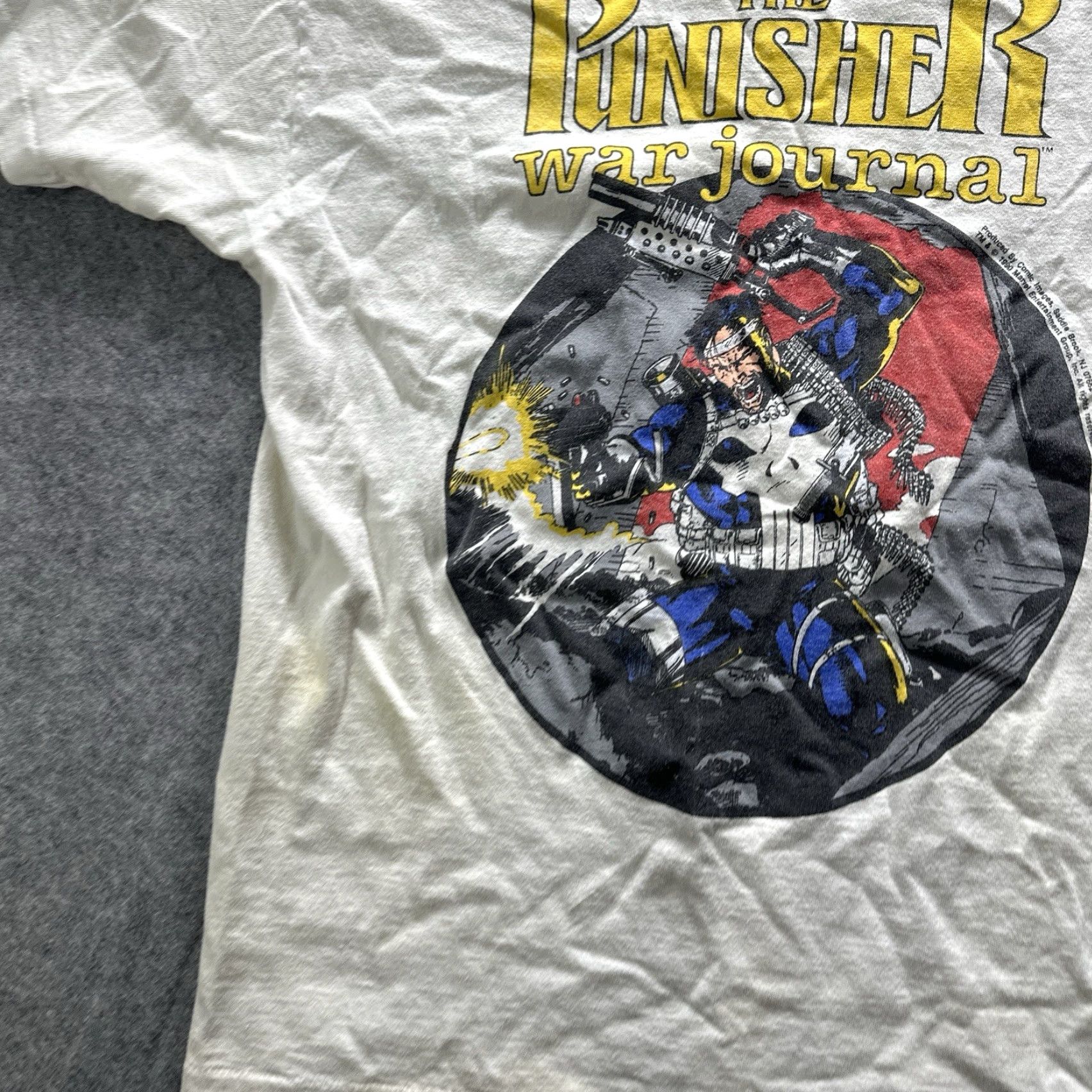 Lee VINTAGE The Punisher Shirt Mens Large White 1990 Comics Jersey Cotton T-Shirt Caped War Journal Punk? Size US L / EU 52-54 / 3 - 6 Thumbnail