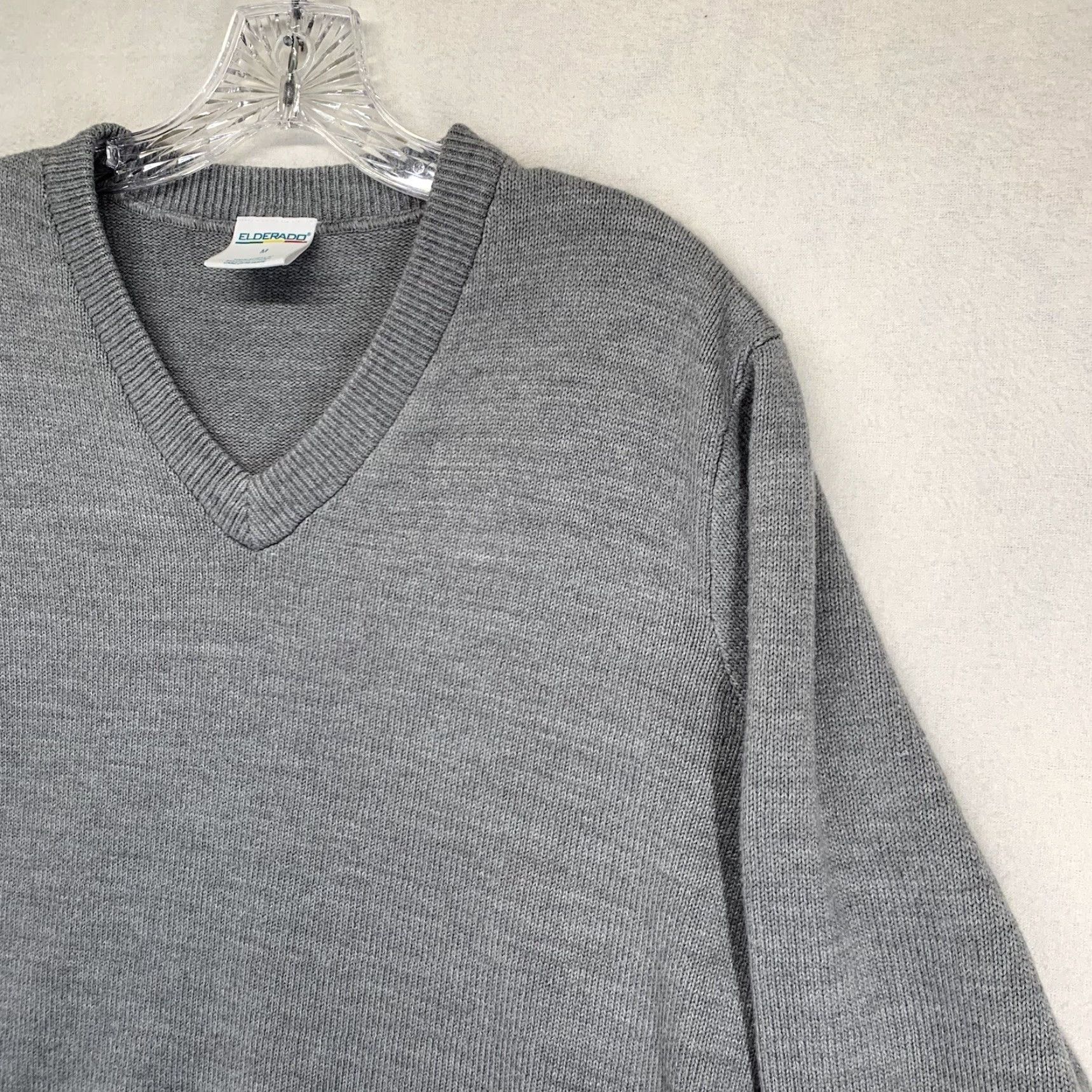 Vintage VINTAGE El Dorado Men's Gray Sweater Medium Acrylic Long Sleeve V-Neck 80s 90s Classic Size US M / EU 48-50 / 2 - 7 Thumbnail