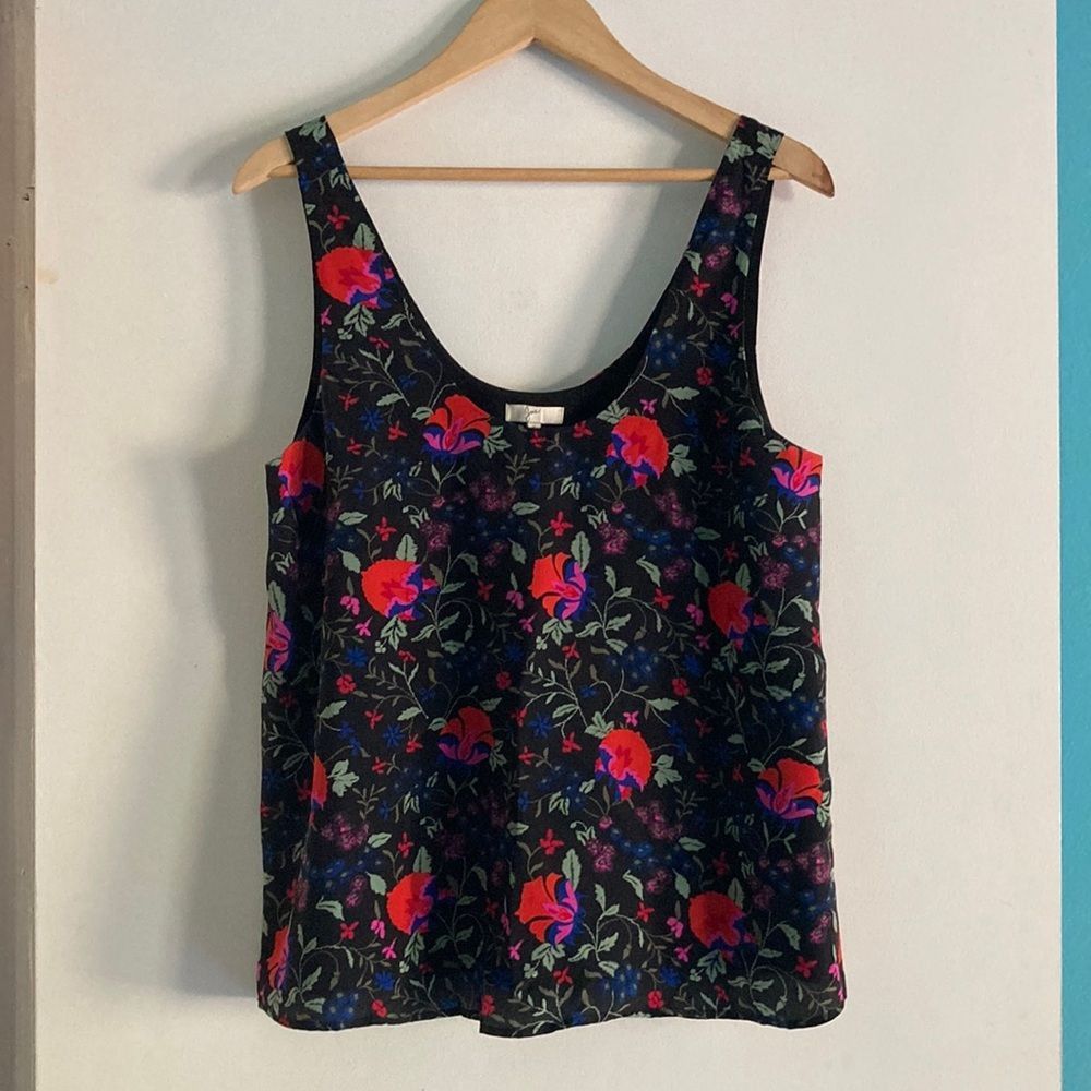 Joie Joie Black Floral Silk Tank Size S Fully Lined Pullover Blou Size S / US 4 / IT 40 - 1 Thumbnail