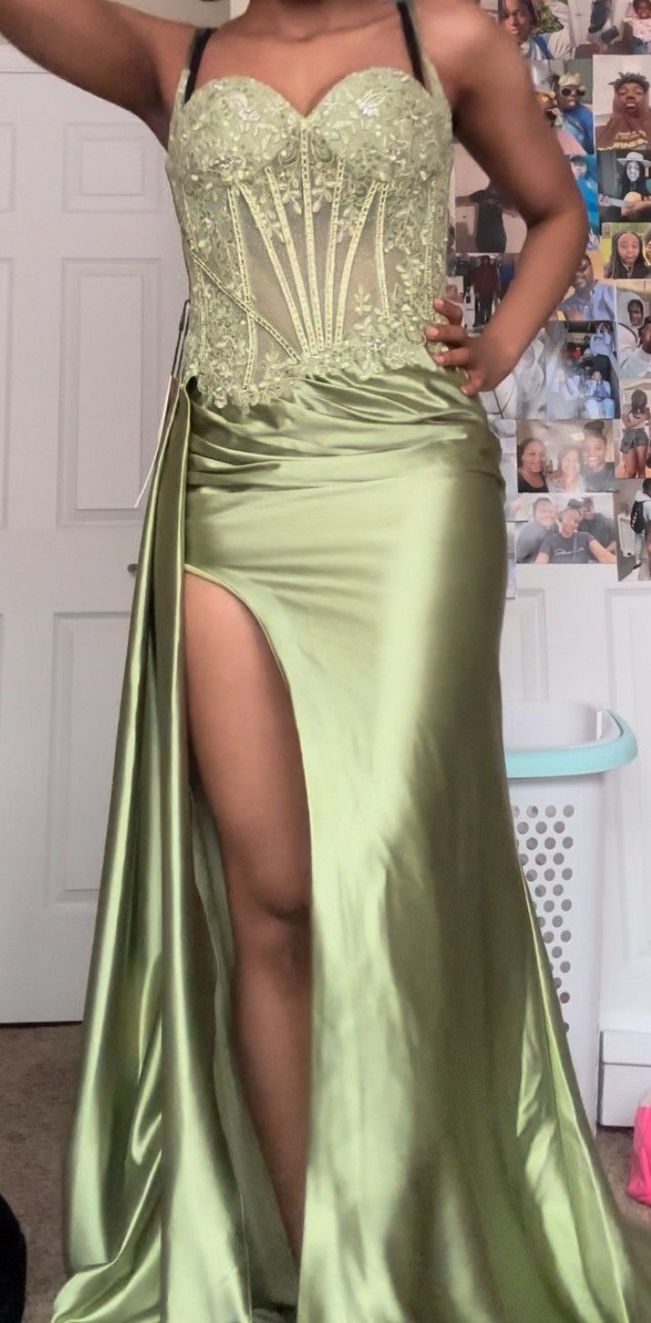 Designer × Other Sage Green Prom Dress Size M / US 6-8 / IT 42-44 - 4 Thumbnail