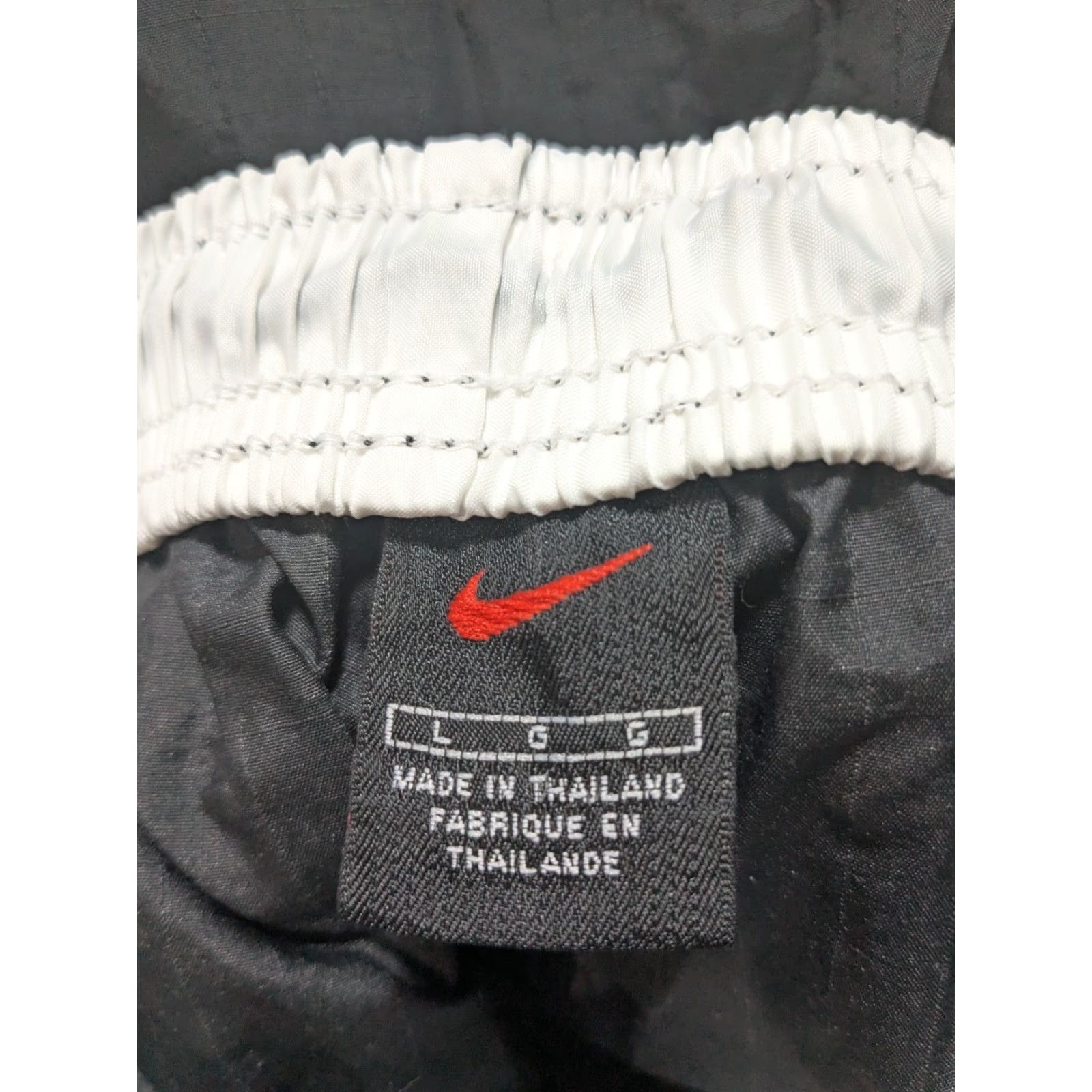 Nike VTG 90s NIKE Men Large Black Track Pants White Side-Stripe Blue Ankle Swoosh EUC Size US 33 - 4 Thumbnail