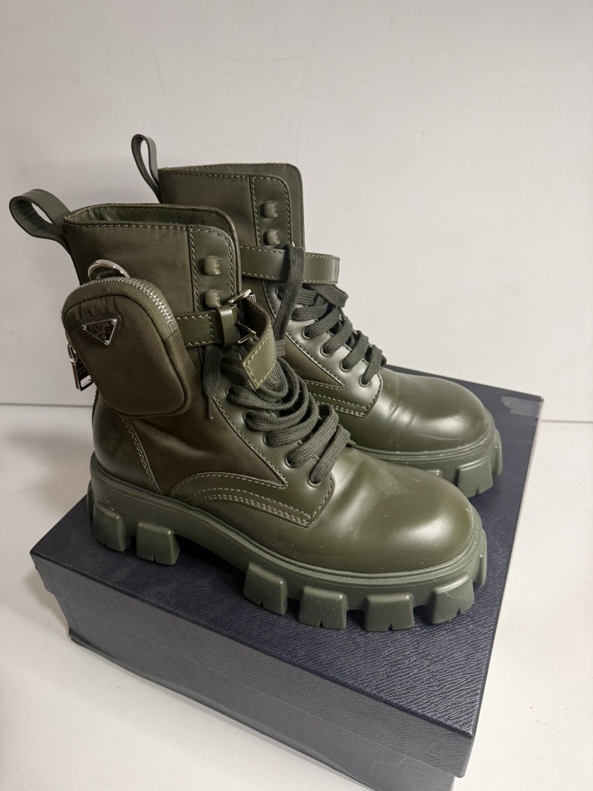 Prada Prada Monolith Combat Boot Olive Green Men’s US 10.5 w/Pouch Size US 10.5 / EU 43-44 - 1 Thumbnail