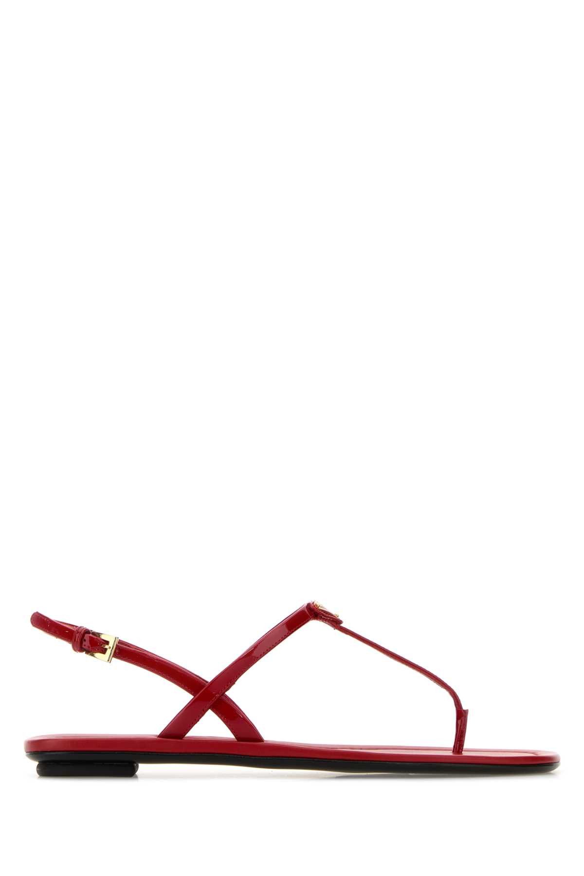 Prada Red Leather Thong Sandals Size US 7.5 / IT 37.5 - 1 Thumbnail