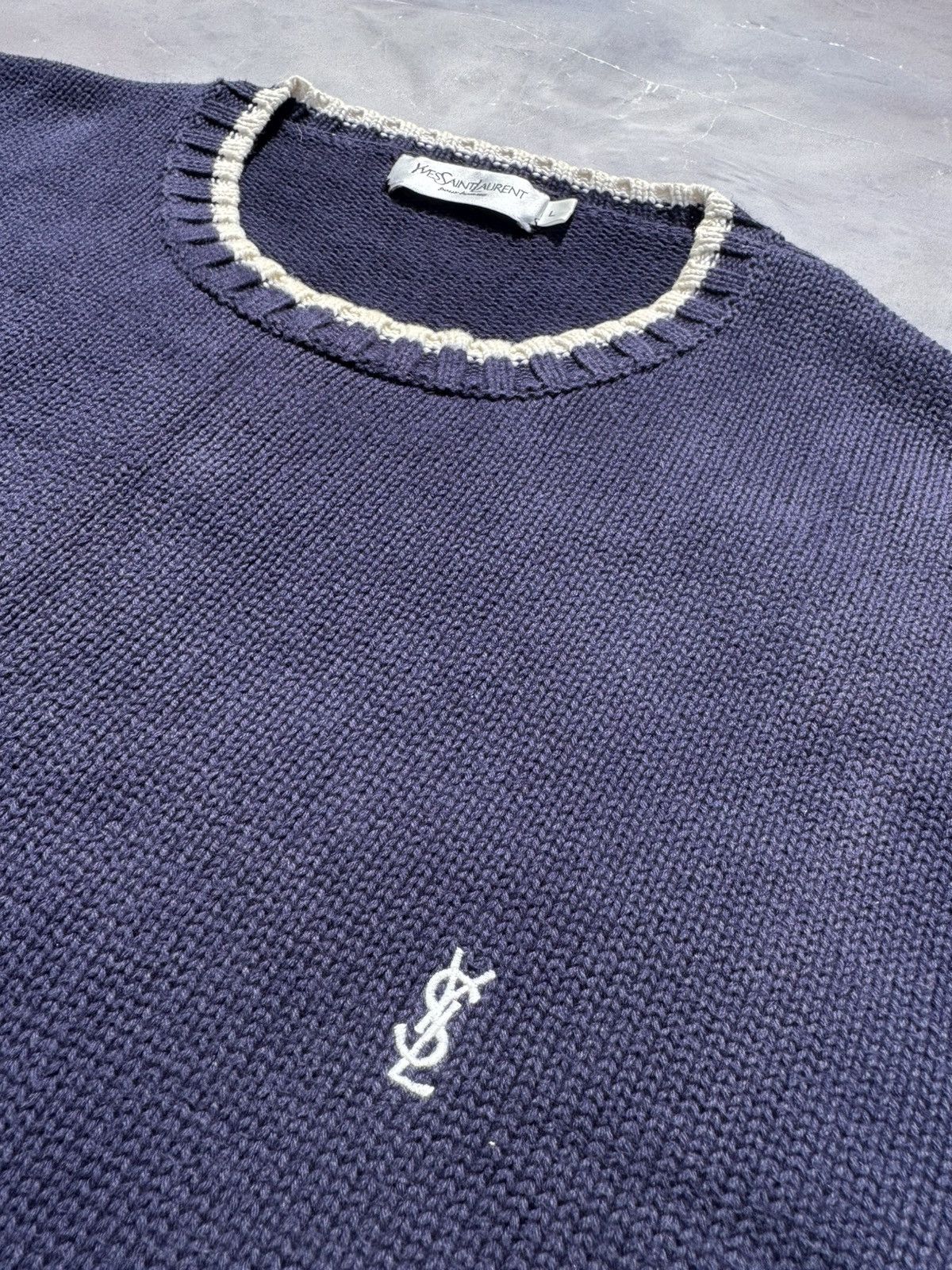 90s “Yves Saint Laurent” sweater archive Yves Saint Laurent 1990s Knit Sweater Green Purple – knudpeters