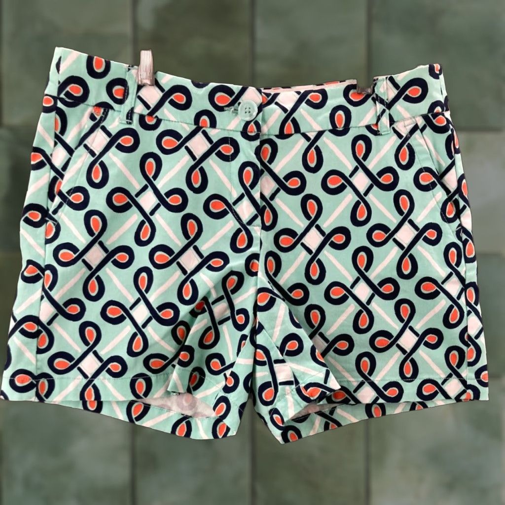 Vintage Crown And Ivy Shorts Womens 6 Blue Geometric AOP Shirt? Size 28" / US 6 / IT 42 - 1 Thumbnail