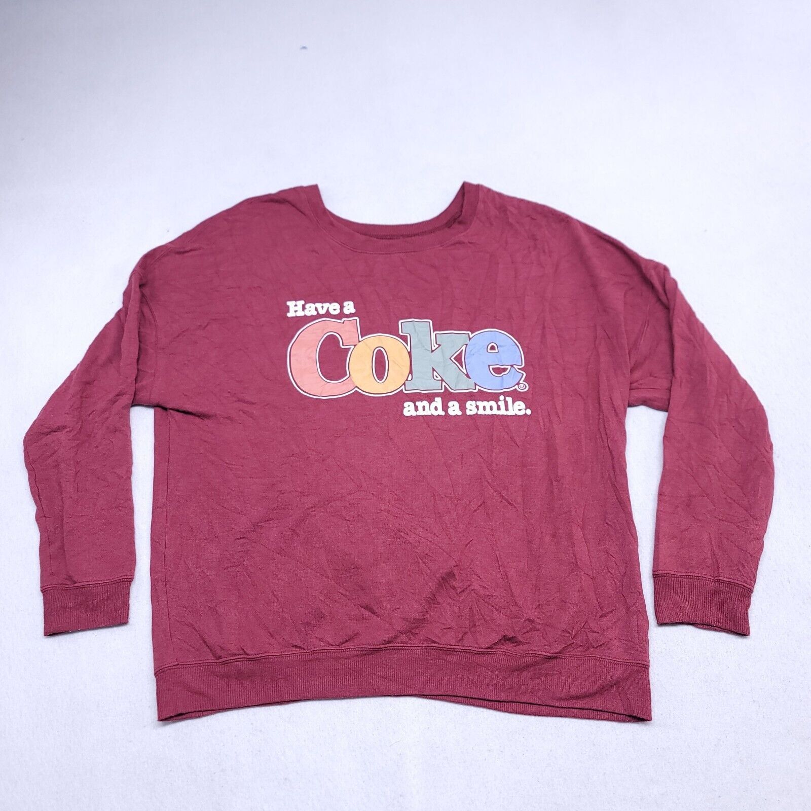 Coca Cola Coca-Cola Pullover Sweatshirt Men Size Extra Large XL Maroon Size US XL / EU 56 / 4 - 2 Thumbnail