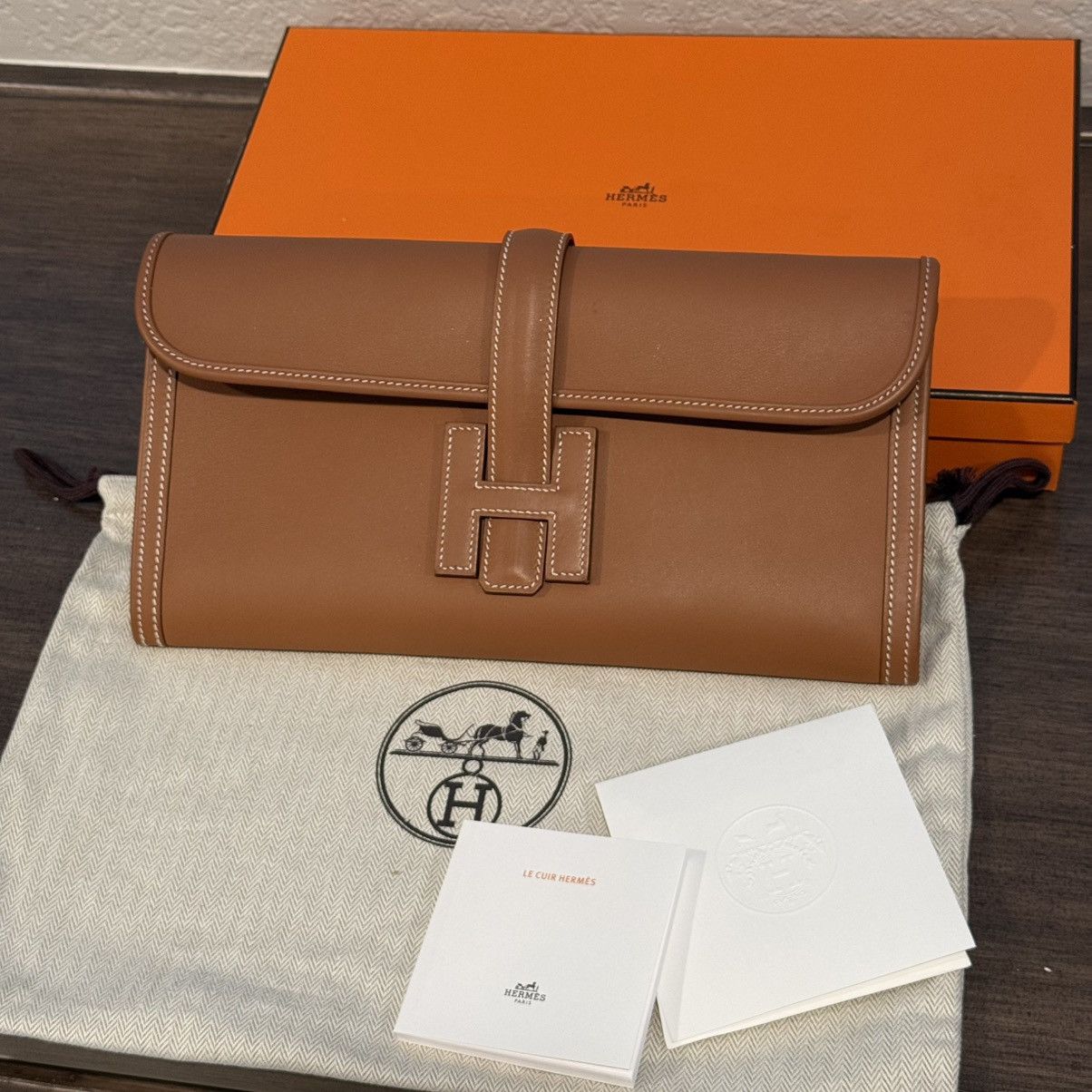 Hermes Hermes Jige Elan 29 Gold Clutch Bag Swift Calfskin Leather Size ONE SIZE - 18 Thumbnail