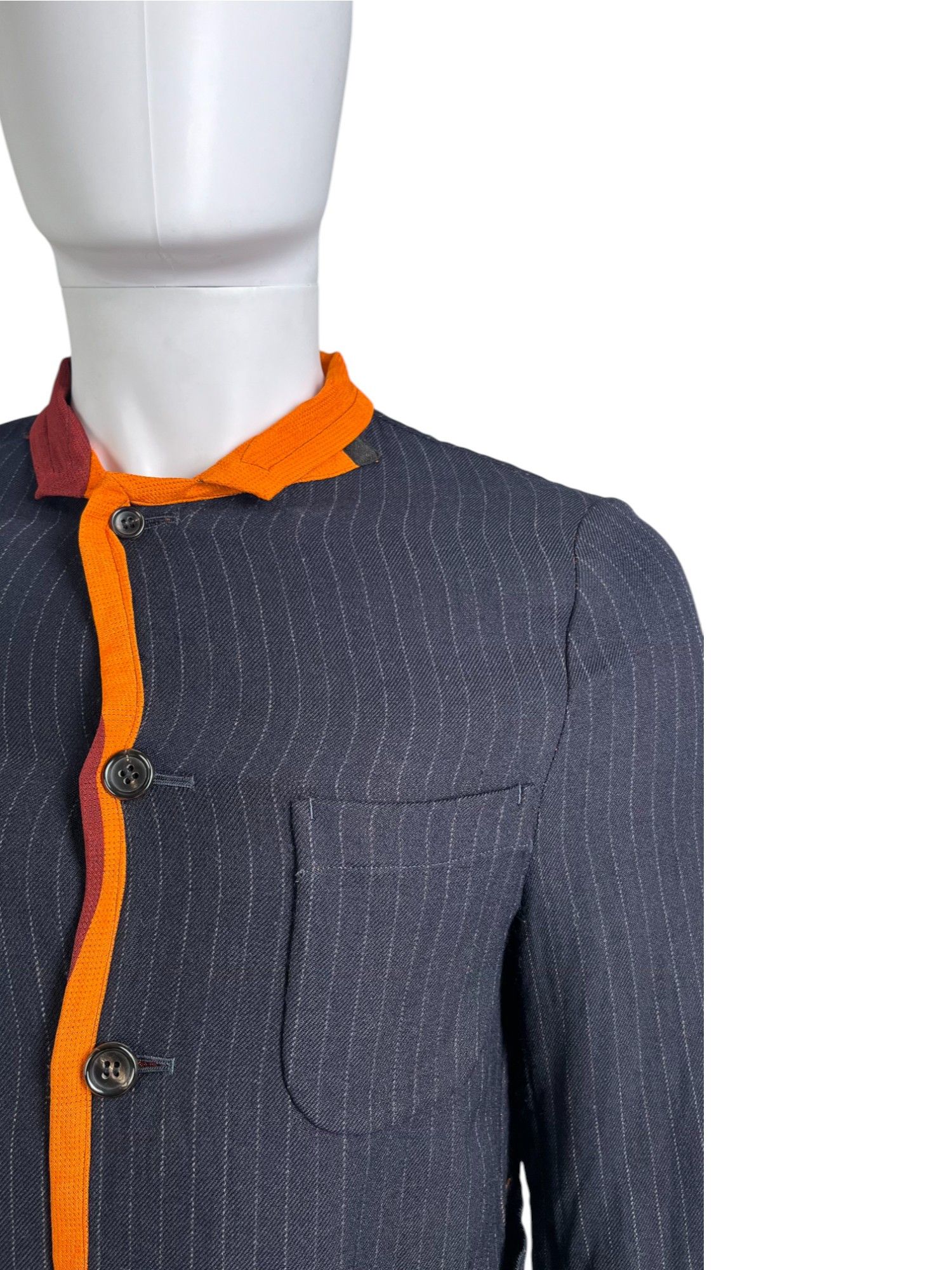 Comme des Garcons Homme Plus S/S 2001 Multicolor Striped Wool Blue Blazer Size US S / EU 44-46 / 1 - 5 Thumbnail