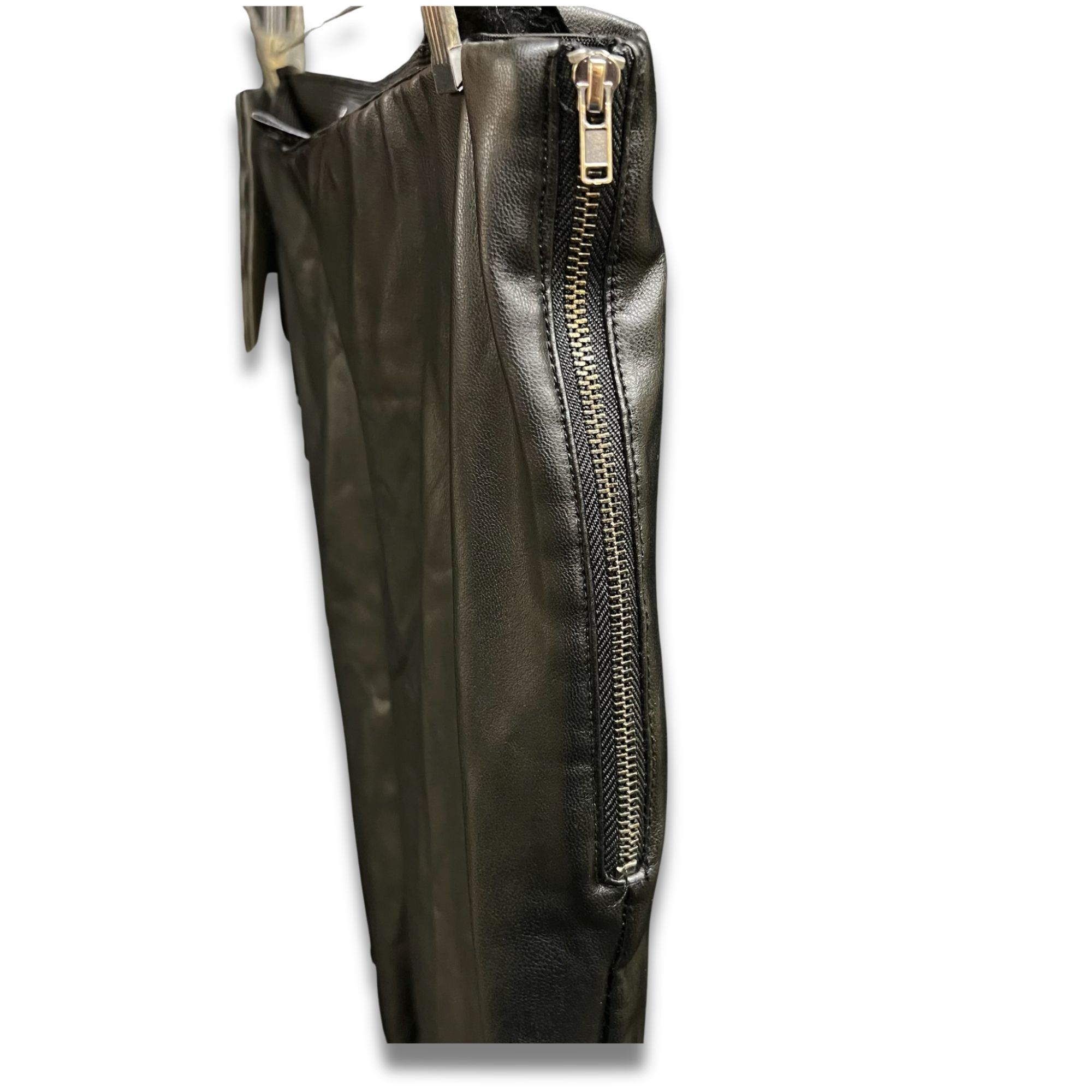 Forever 21 FOREVER 21 Black Faux Leather Straight-Leg Pants Size L Size 33" - 4 Thumbnail