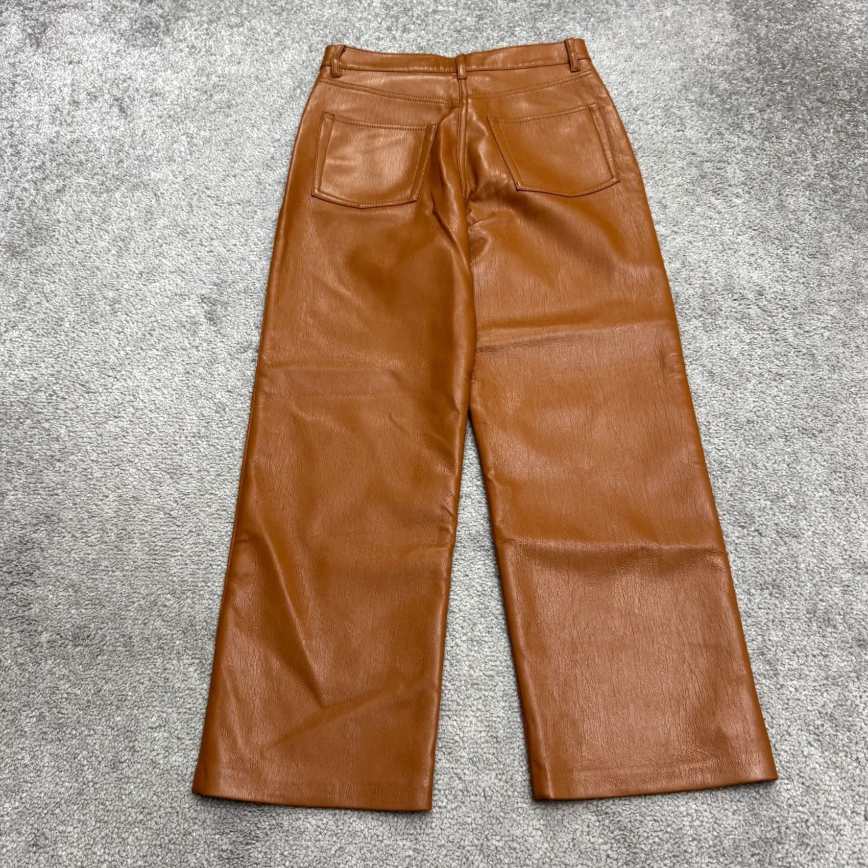 Vintage Wilfred Brown Leather Straight Leg High Rise Cropped Pants Women 2 Size 26" / US 2 / IT 38 - 2 Thumbnail