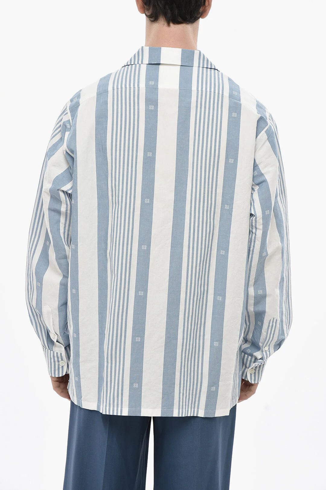 Givenchy og1mm0326 Linen-Blend Shirt in Light Blue Size US S / EU 44-46 / 1 - 2 Thumbnail