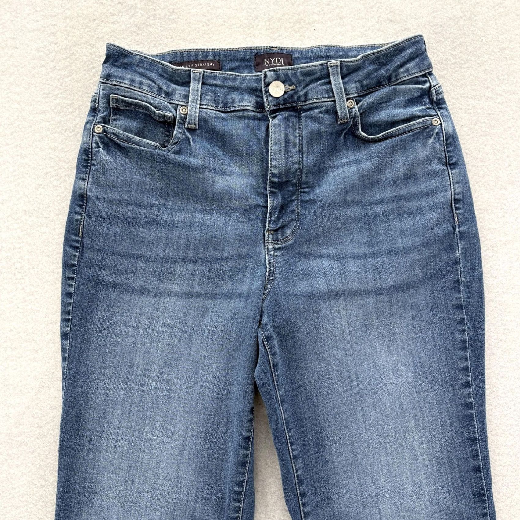NYDJ NYDJ Marilyn Straight Jeans Womens 6 Blue Stretch Denim Size 28" / US 6 / IT 42 - 2 Thumbnail