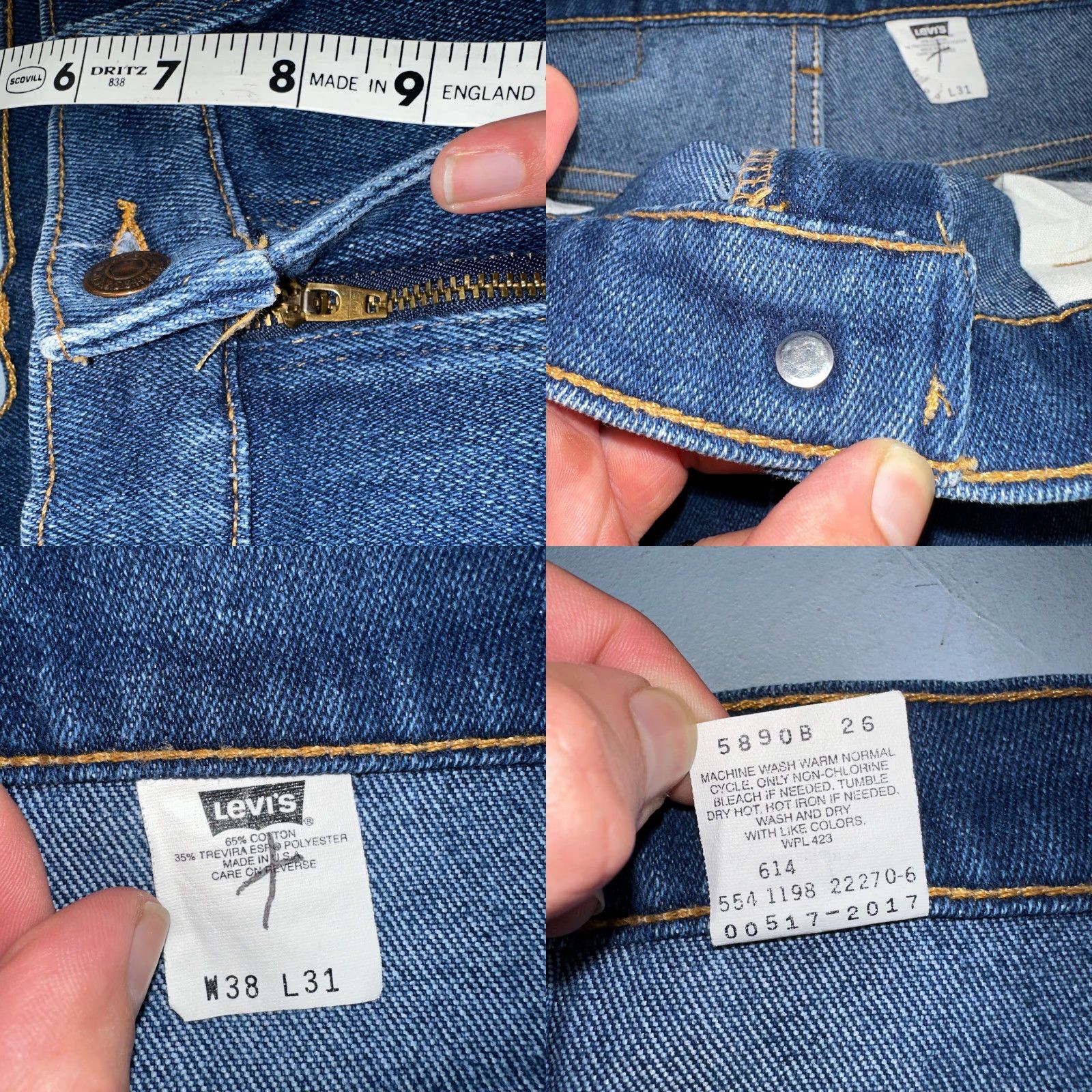 Levi's VINTAGE Levi's 517 Jeans - Bootcut - 38x31 - Blue Denim - USA Made - 90s Era - Men Size US 38 / EU 54 - 8 Thumbnail