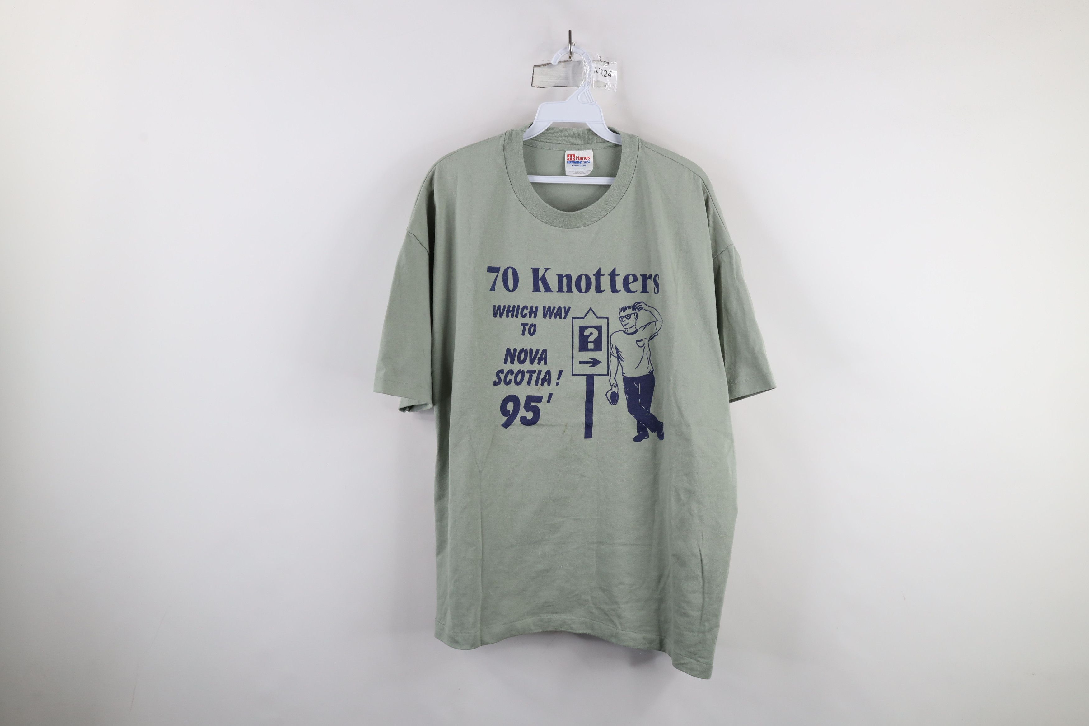 Vintage Vintage 90s Nova Scotia Airplane Club T-Shirt Green USA Size US XL / EU 56 / 4 - 1 Thumbnail