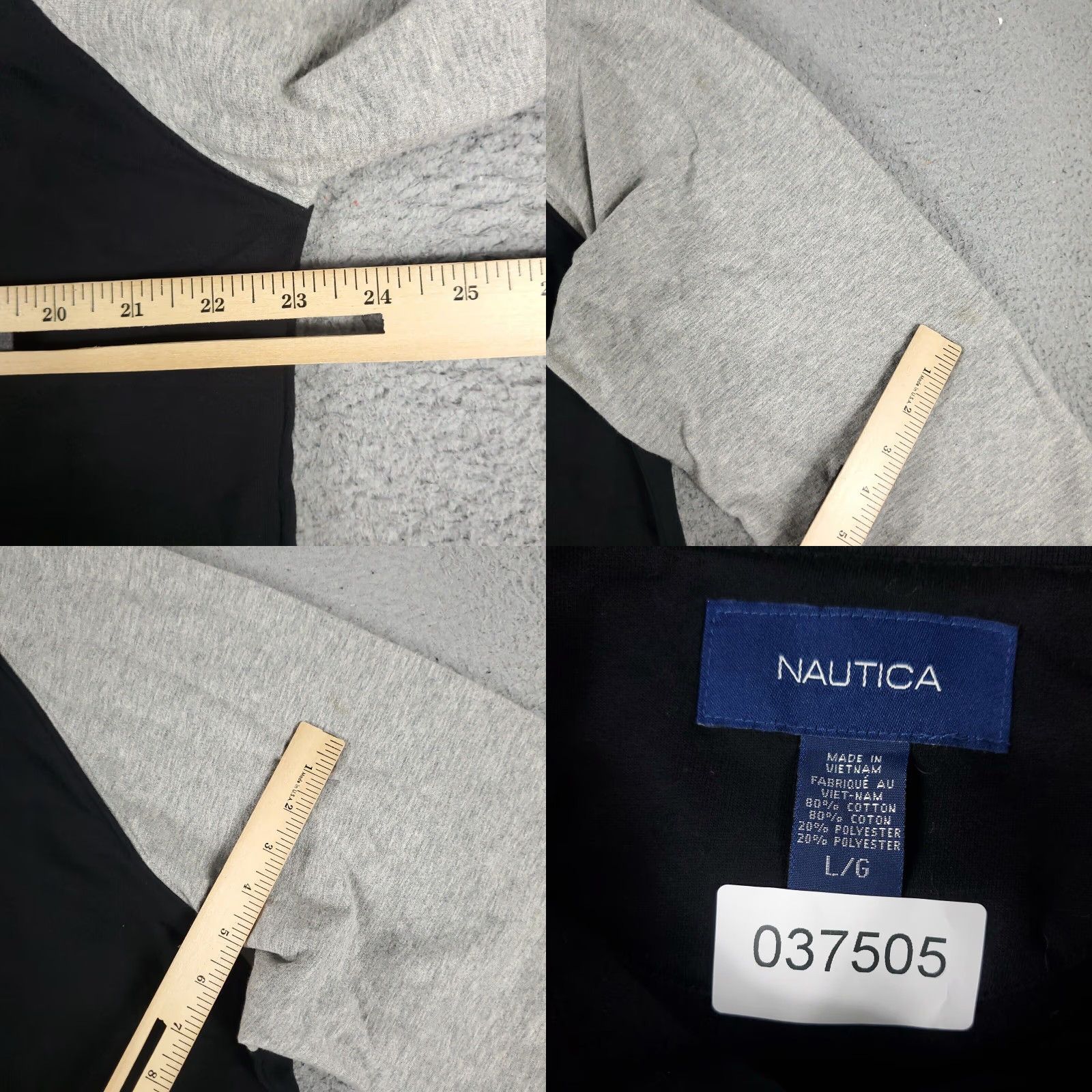 Nautica Nautica Mens Large Gray Black Casual 1/4 Zip Up Pullover Sweatshirt Size US L / EU 52-54 / 3 - 8 Thumbnail
