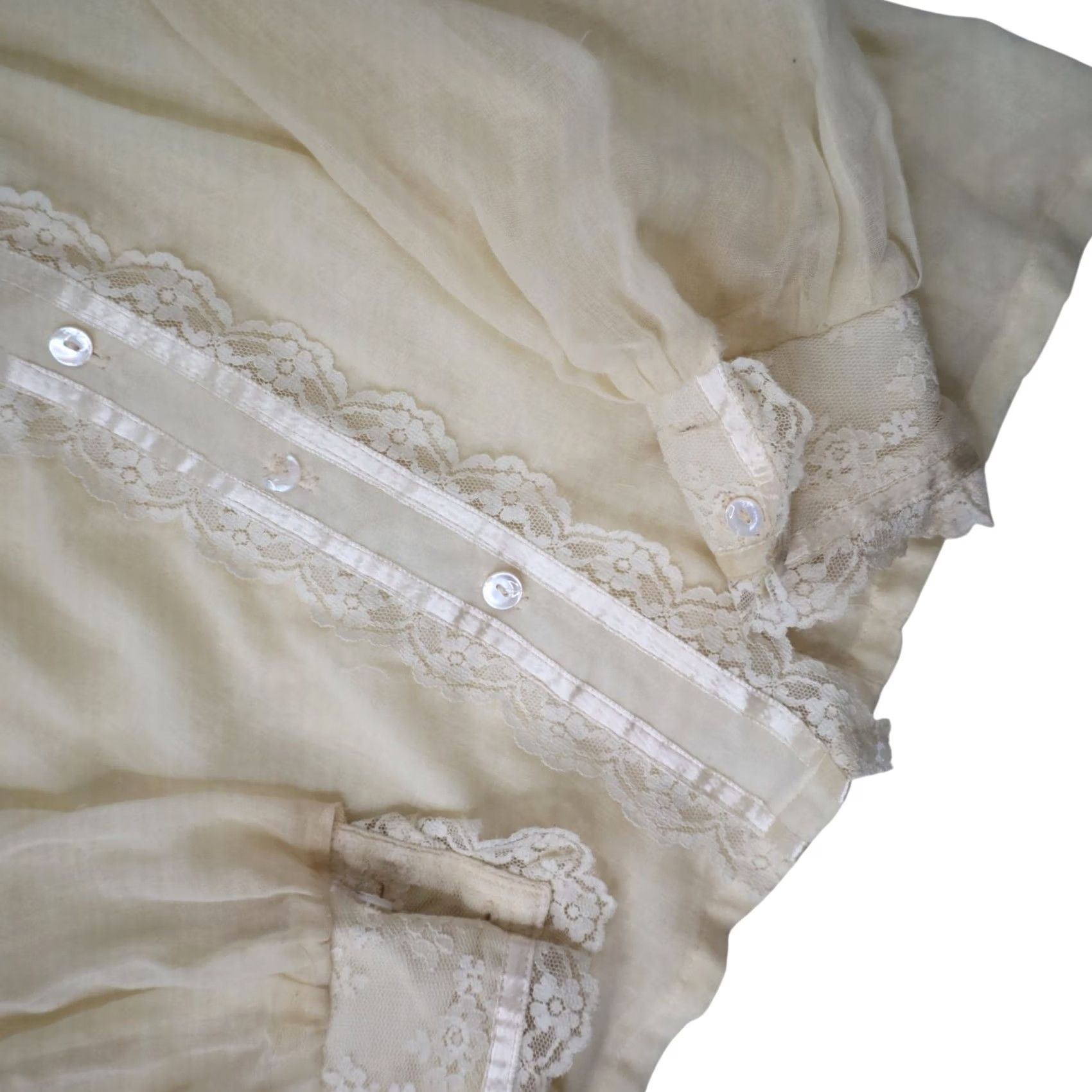 Vintage VINTAGE Gunne Sax Jessica's Gunnies Lace Button Up Shirt Womens 7 Cream Blouse Ladies Women 7s Size M / US 6-8 / IT 42-44 - 4 Thumbnail