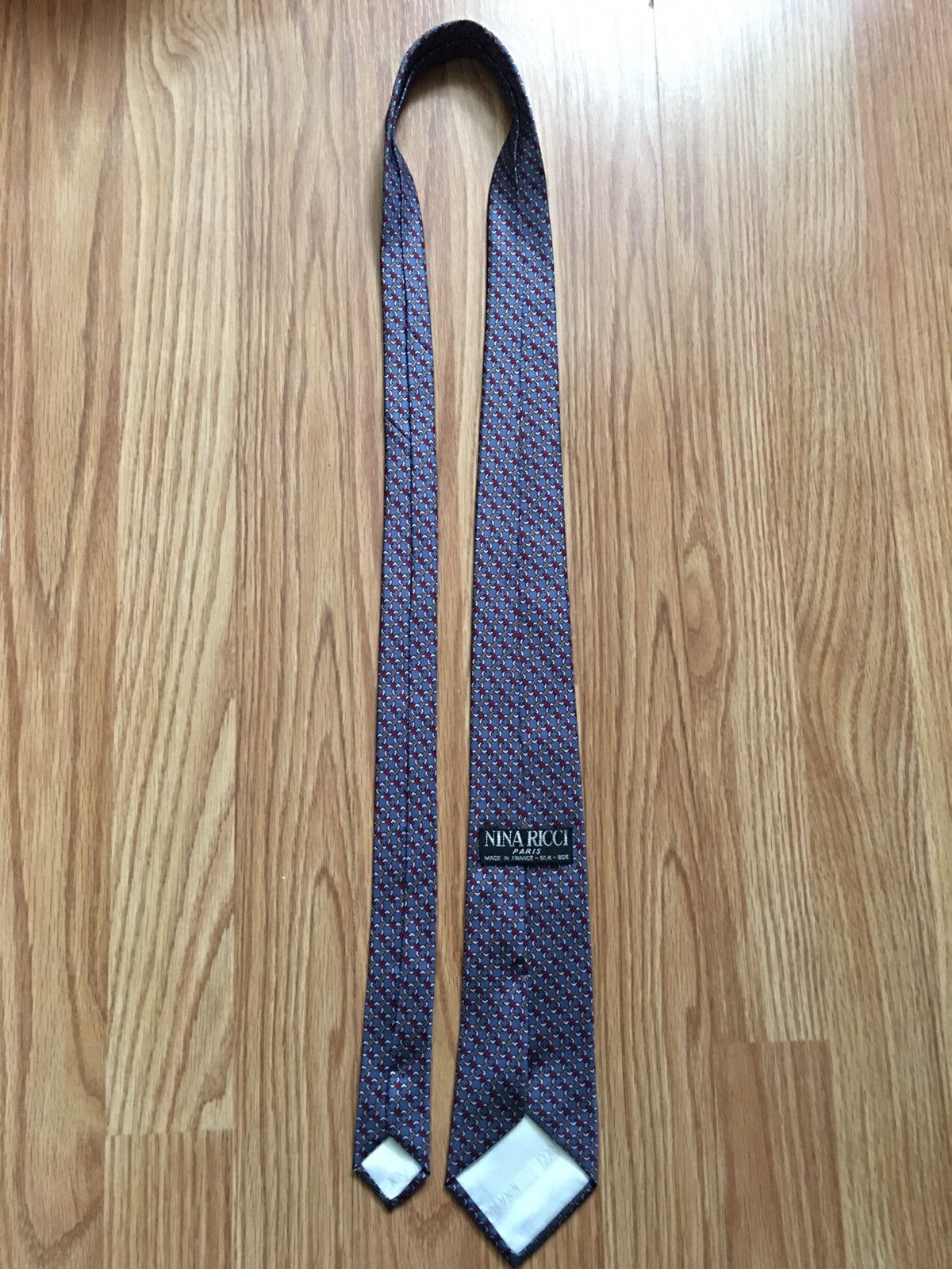 Vintage Nina Ricci Paris Vintage Blue Chains Design Silk Mens Tie Size ONE SIZE - 7 Thumbnail