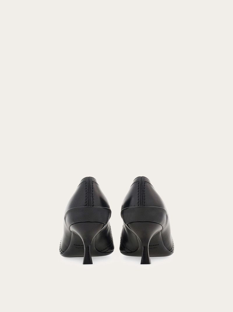 Salvatore Ferragamo o1s1rm1225 Kitten Heel Loafers in Black Size US 11 / IT 41 - 3 Thumbnail