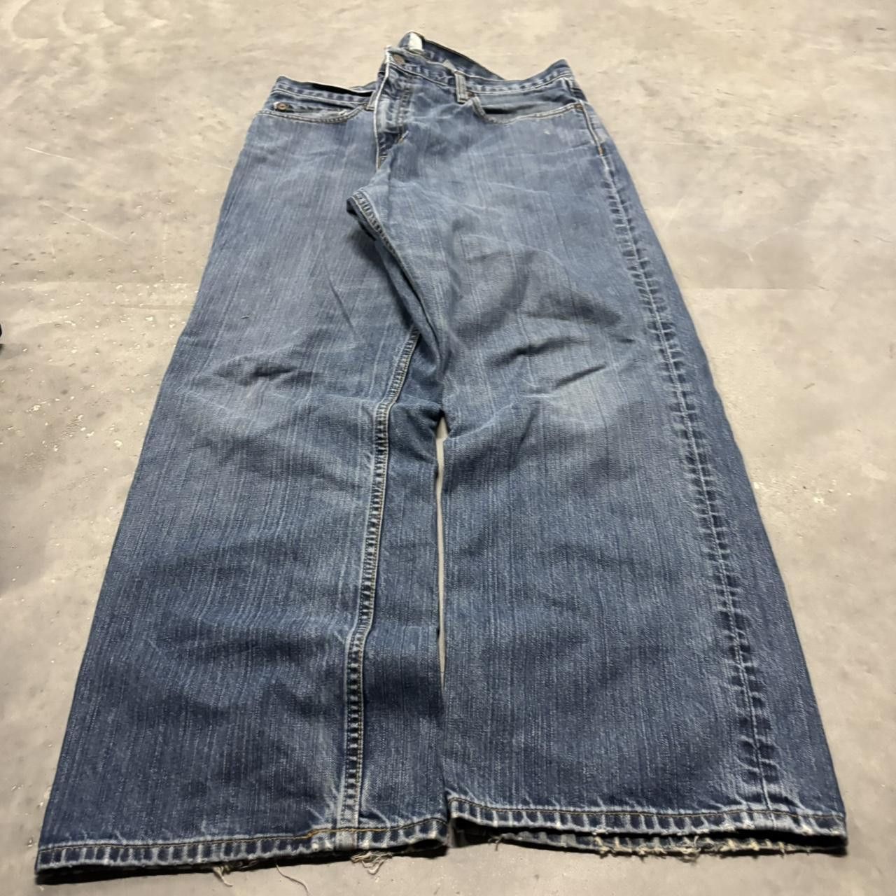 Japanese Brand × Vintage Crazy Vintage Y2K/2000s Baggy Grunge Dark Wash Skater Style Wide Leg Denim Jeans! Size US 36 / EU 52 - 3 Thumbnail