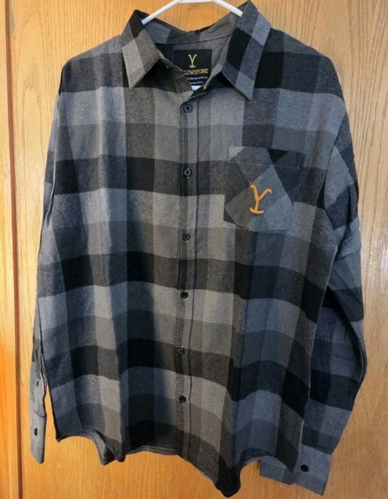 Other Yellowstone Dutton Ranch Black Gray Plaid Button Up Flannel Size US XL / EU 56 / 4 - 1 Thumbnail