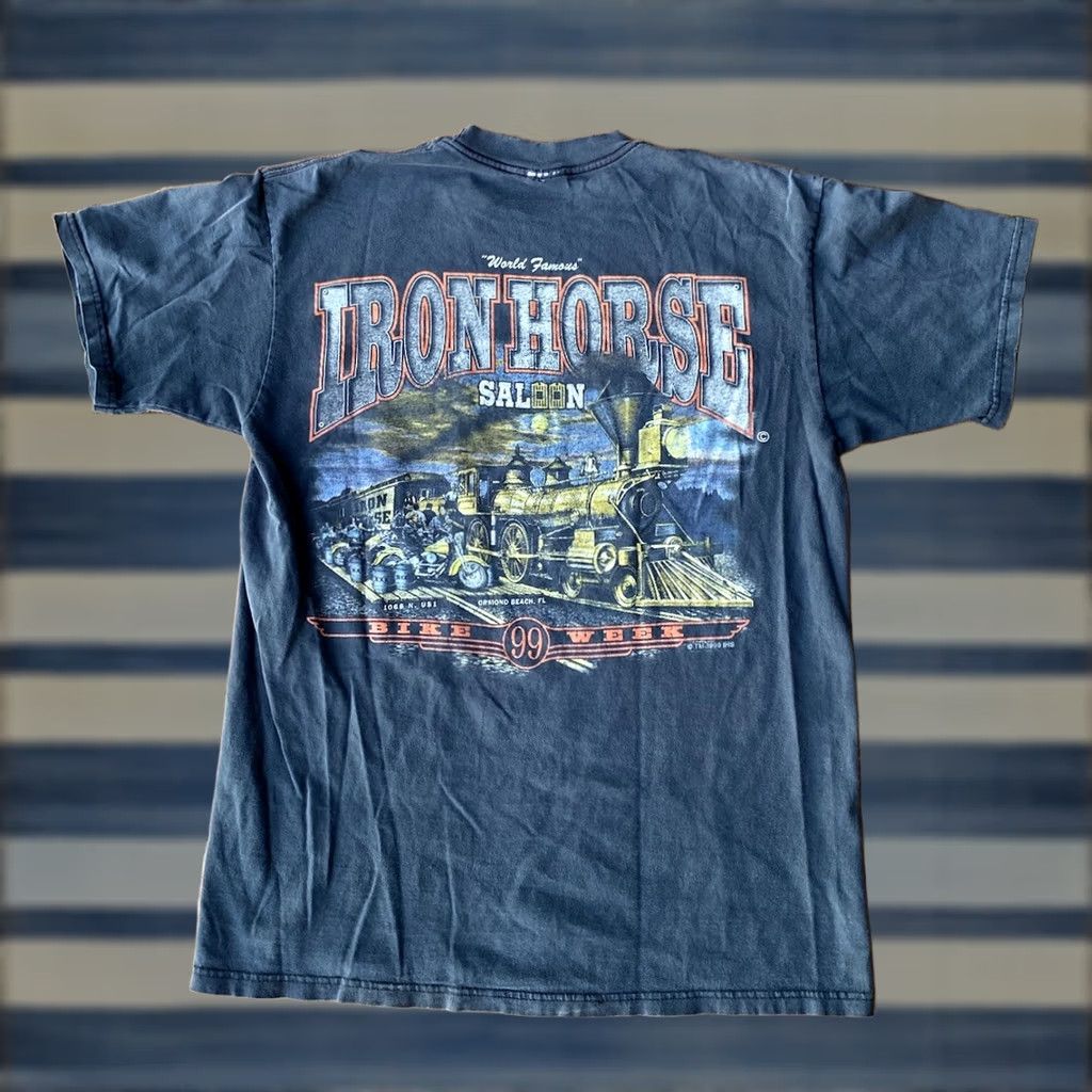 Anvil VINTAGE 90s Iron Horse Saloon Bike Week 1999 Train Biker T-Shirt Large USA Mens 90s Size US L / EU 52-54 / 3 - 1 Thumbnail