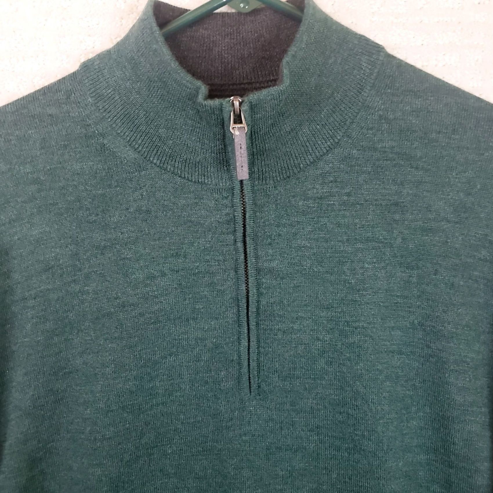 Nordstrom Nordstrom Men L Green 100% Italian Merino Wool 1/4 Zip Collared Sweater Shirt/ Sweater? Size US L / EU 52-54 / 3 - 3 Thumbnail