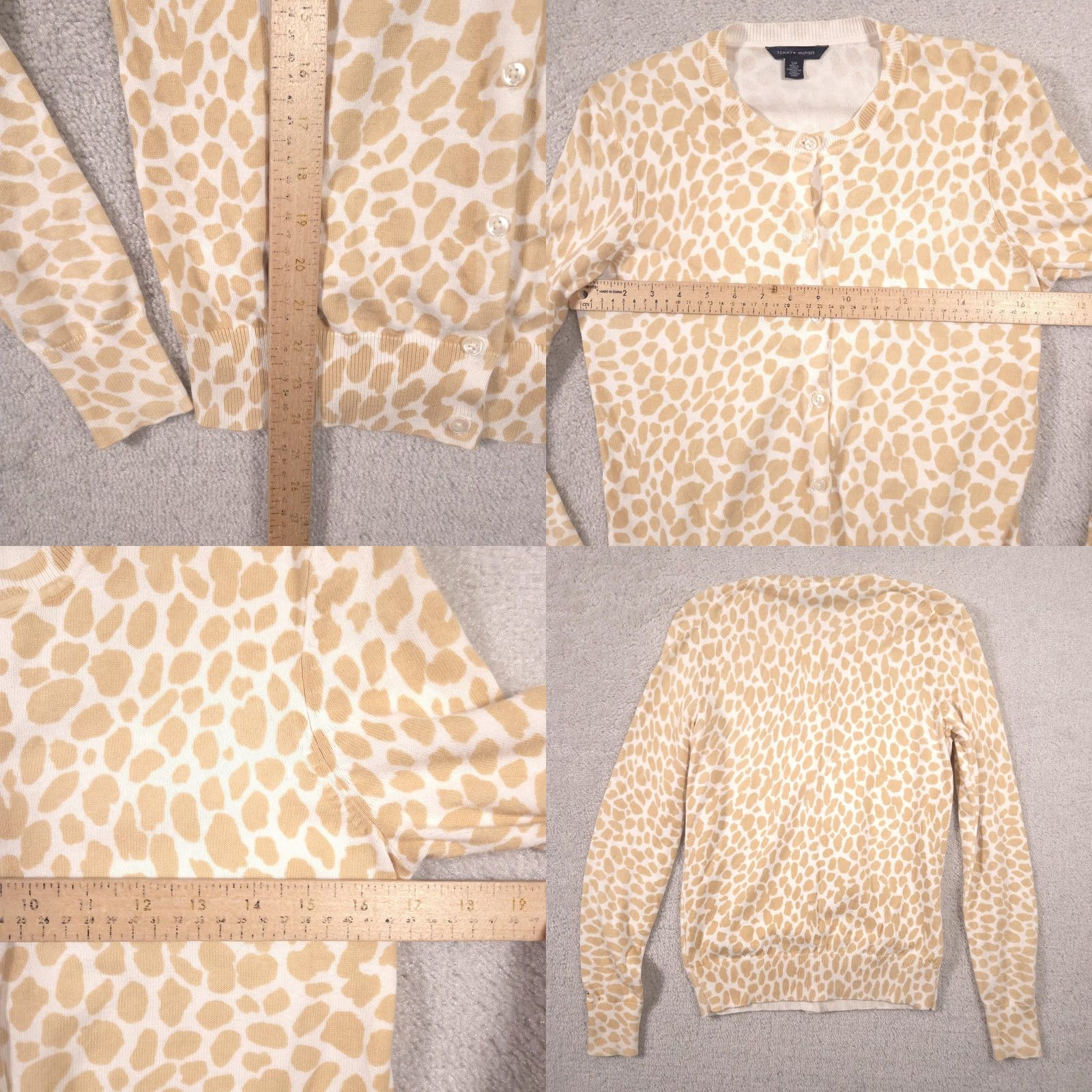 Tommy Hilfiger VINTAGE Tommy Hilfiger Cardigan Sweater Womens Small Beige Animal Print Button Front Size S / US 4 / IT 40 - 8 Thumbnail