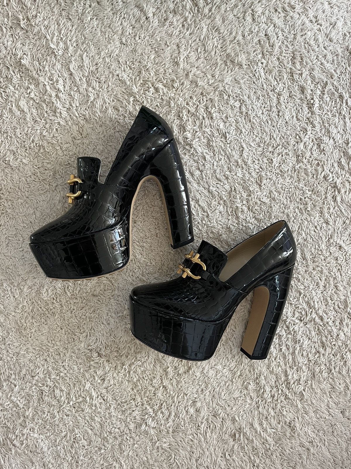 Bottega Veneta BOTTEGA VENETA CROC PLATFORM PUMPS NIB Size US 9 / IT 39 - 1 Thumbnail
