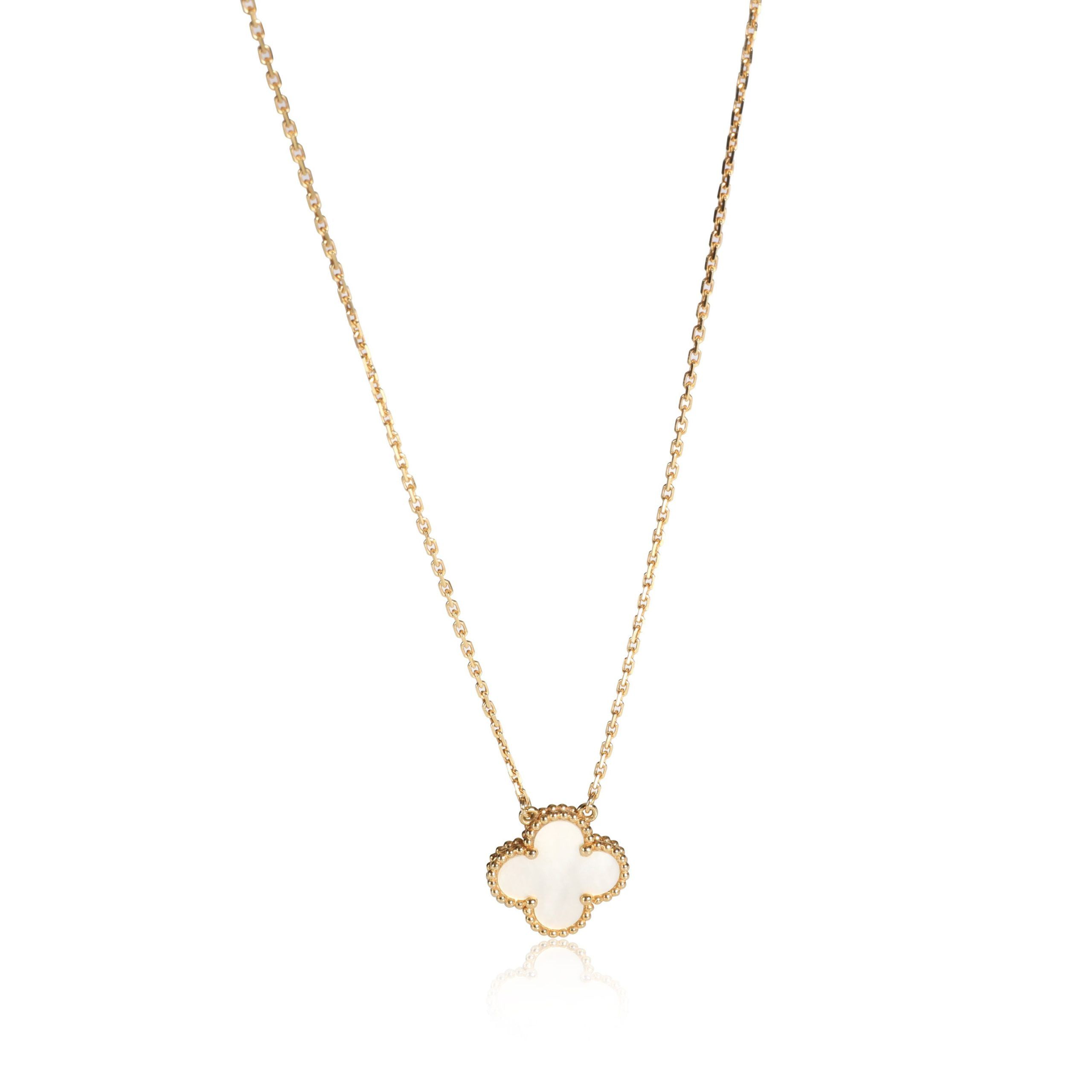Van Cleef & Arpels Vintage Alhambra Mother Of Pearl Pendant in 18K Yellow Gold