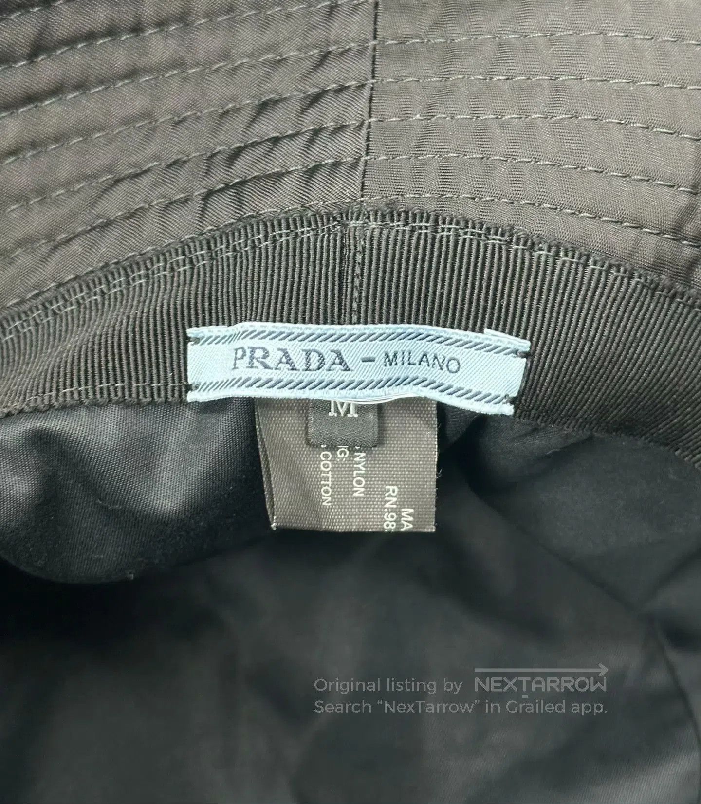 Prada Prada size M Black Triangle Metal Logo Fisherman Hat| Size ONE SIZE - 4 Thumbnail