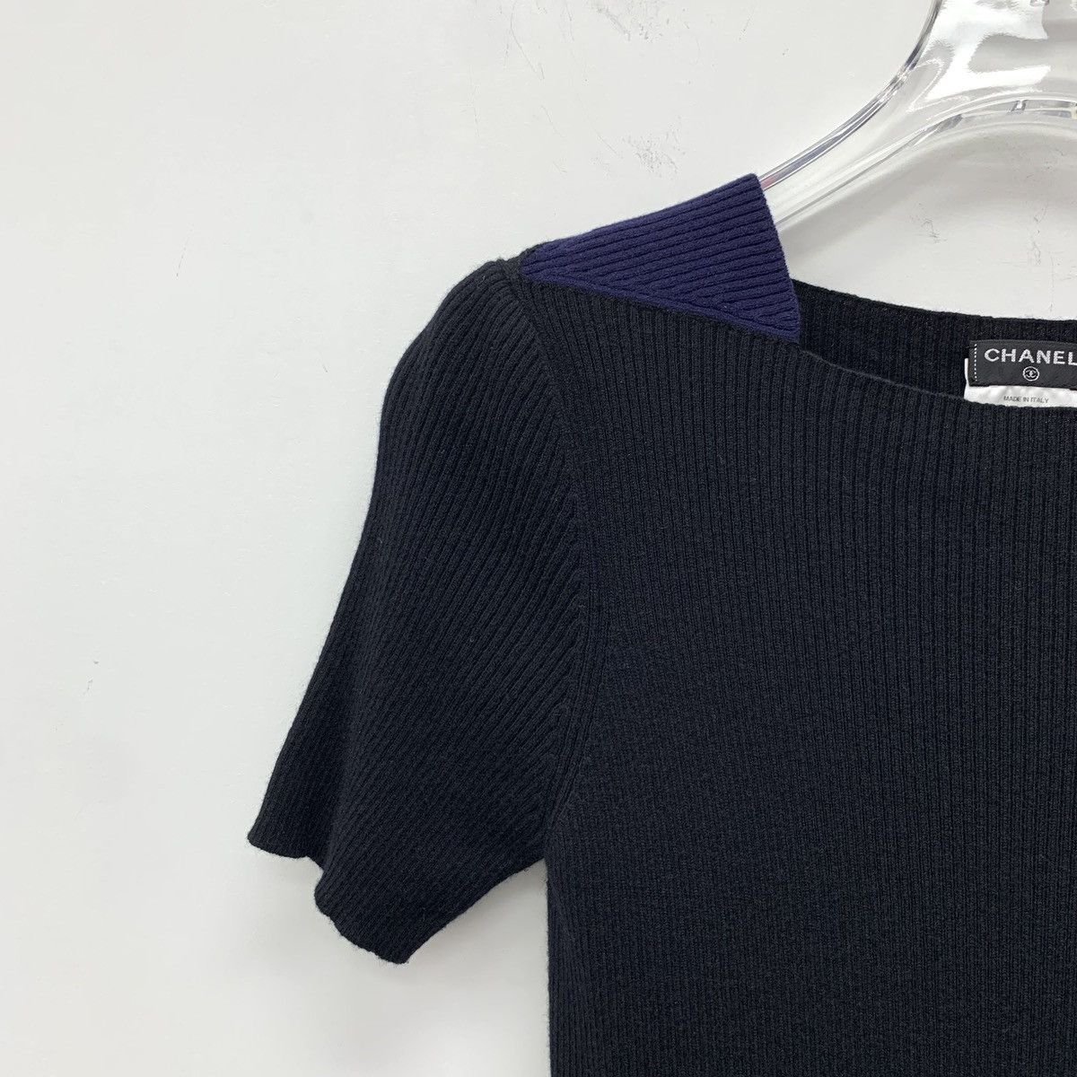 Chanel Chanel Black Logo Silver Label Wool Short Sleeve Knit Dress Size XS / US 0-2 / IT 36-38 - 3 Thumbnail