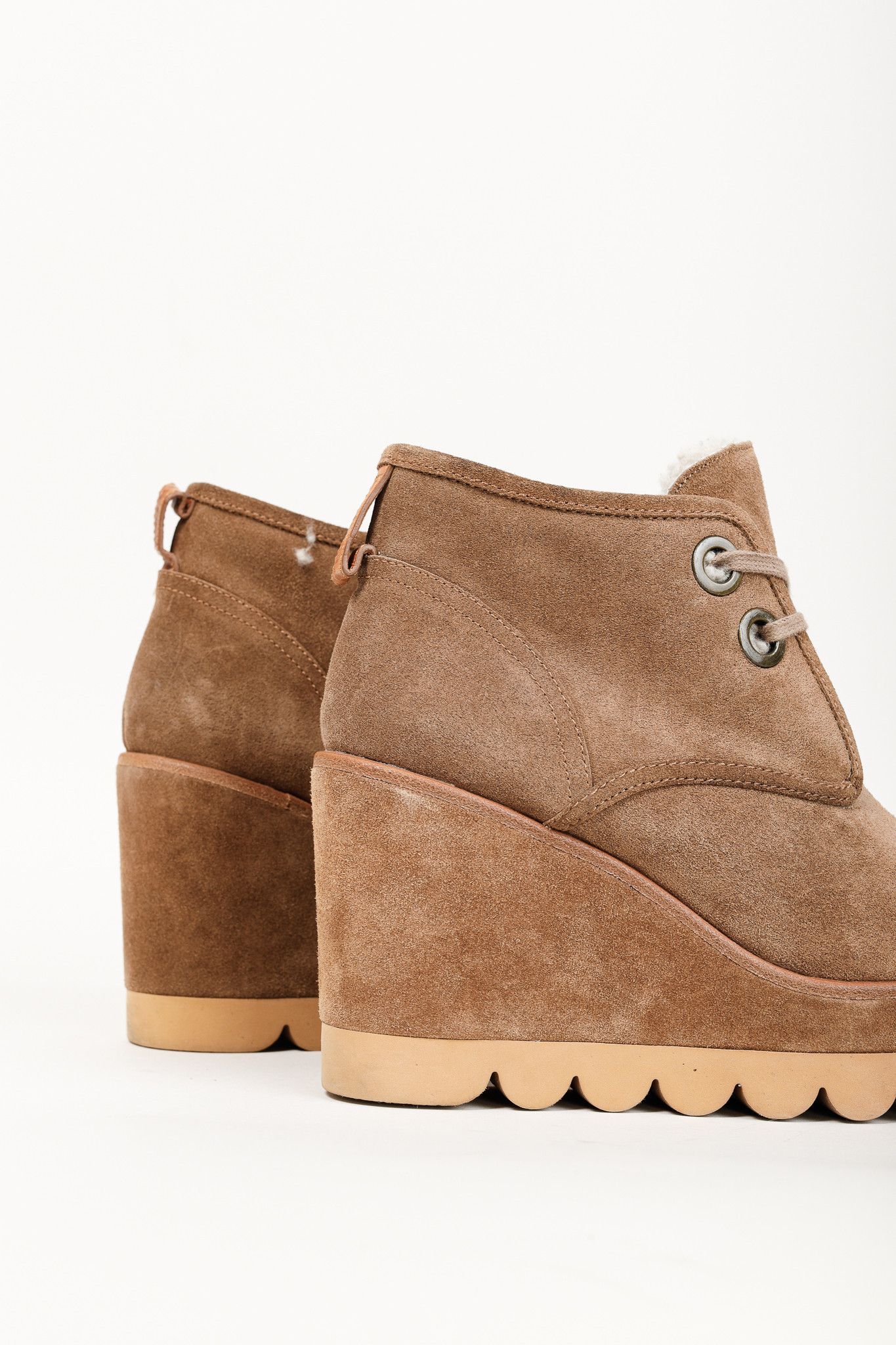 See by Chloe See by Chloe Ethel Shearling-Lined Suede Wedge Booties Size US 8.5 / IT 38.5 - 7 Thumbnail