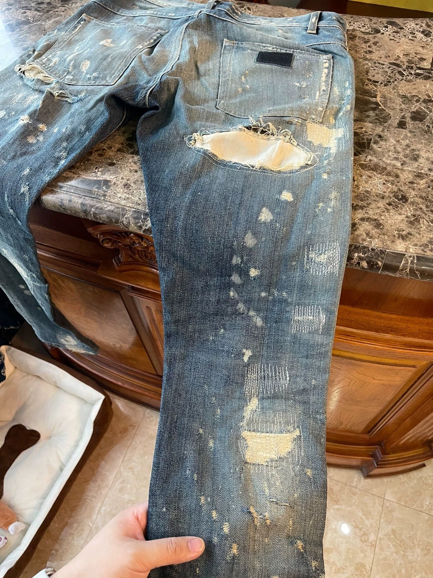 Dolce & Gabbana DG Runway Distressed Jeans 44 (Front/Back Rips) Size US 28 / EU 44 - 8 Thumbnail