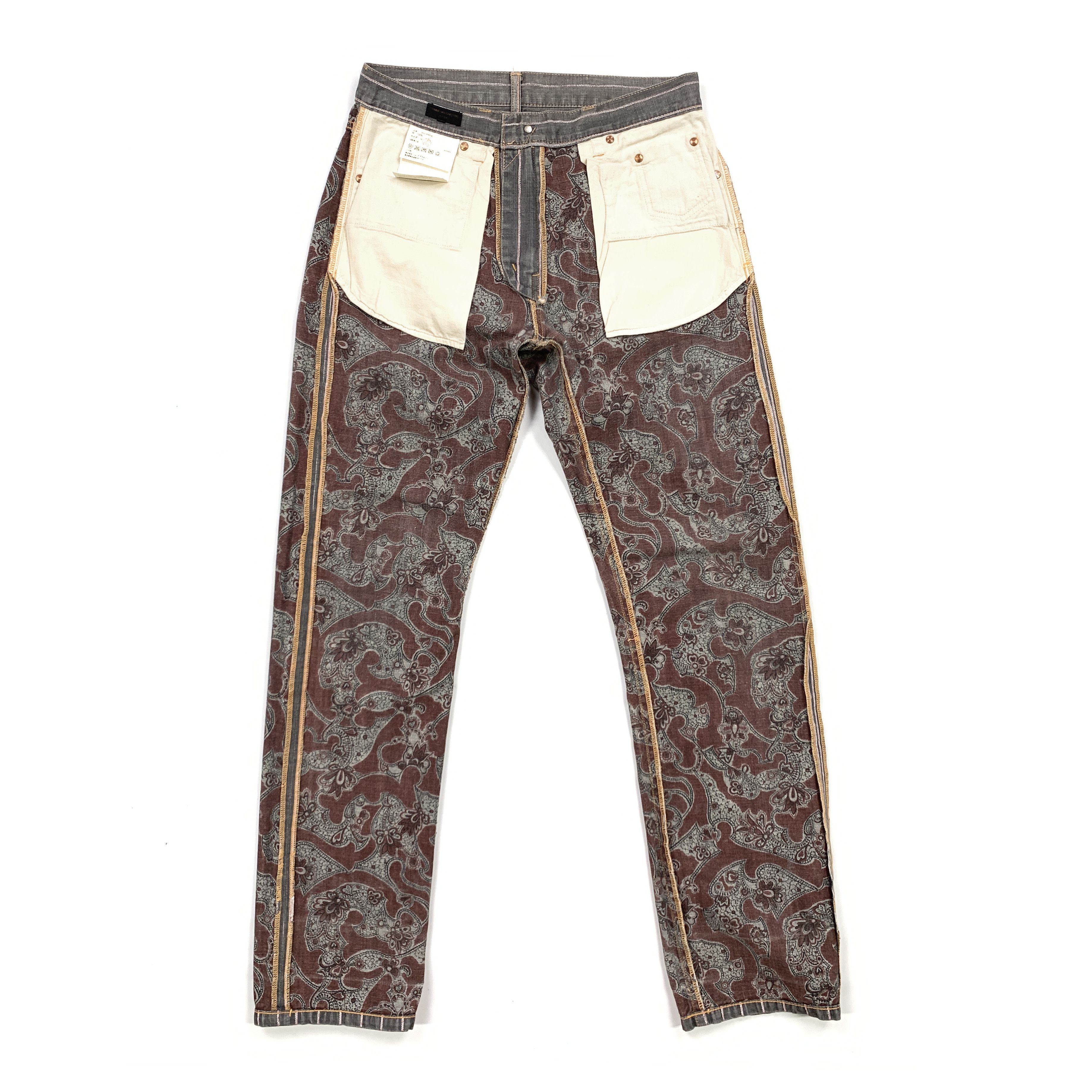2004 Striped / Paisley Lined Denim Jeans