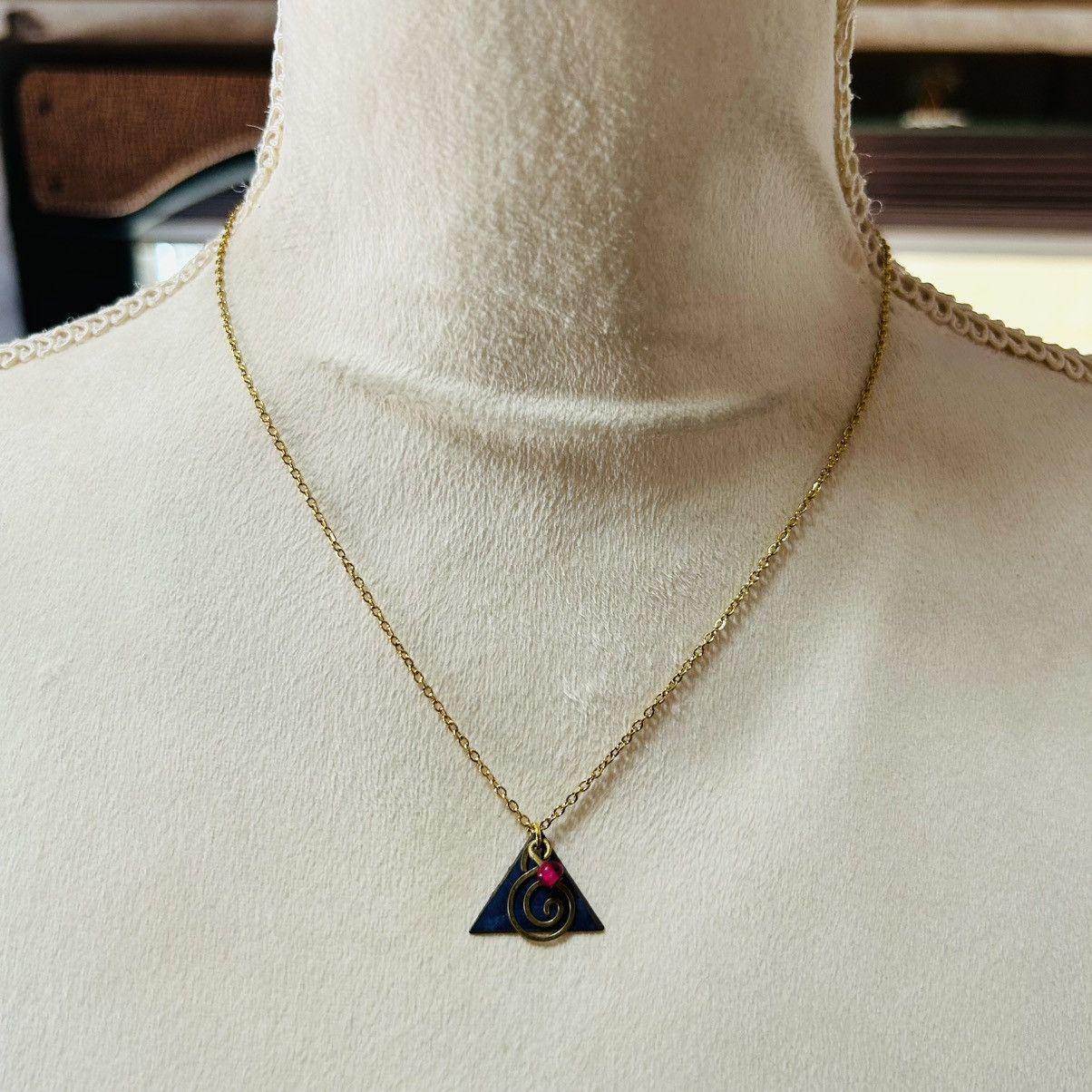 Vintage Vintage layered metal glass bead pendant on chain necklace Size ONE SIZE - 3 Thumbnail
