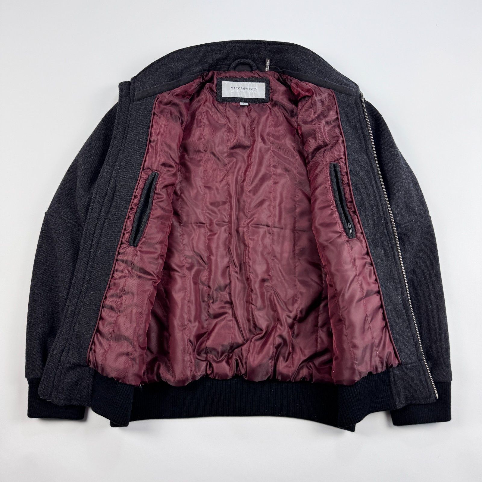 Andrew Marc Wool Blend Charcoal Gray Bomber Jacket Andrew Marc L Size US L / EU 52-54 / 3 - 2 Thumbnail