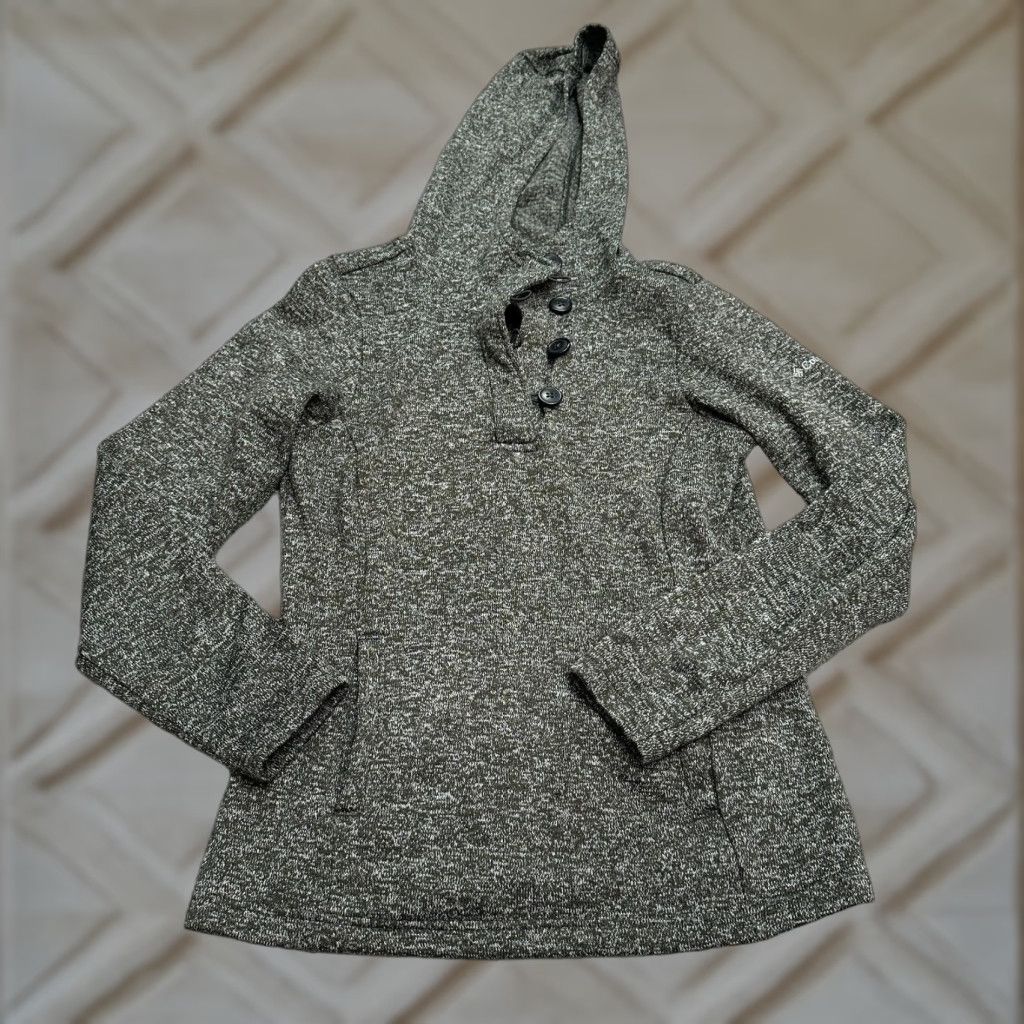 Vintage Columbia Hoodie Womens Medium Gray Pullover Sweatshirt Casual All Seasons Outdoor Hiking Fall Spring Summer Knit Raglan Sleeve Button Front Size M / US 6-8 / IT 42-44 - 1 Thumbnail