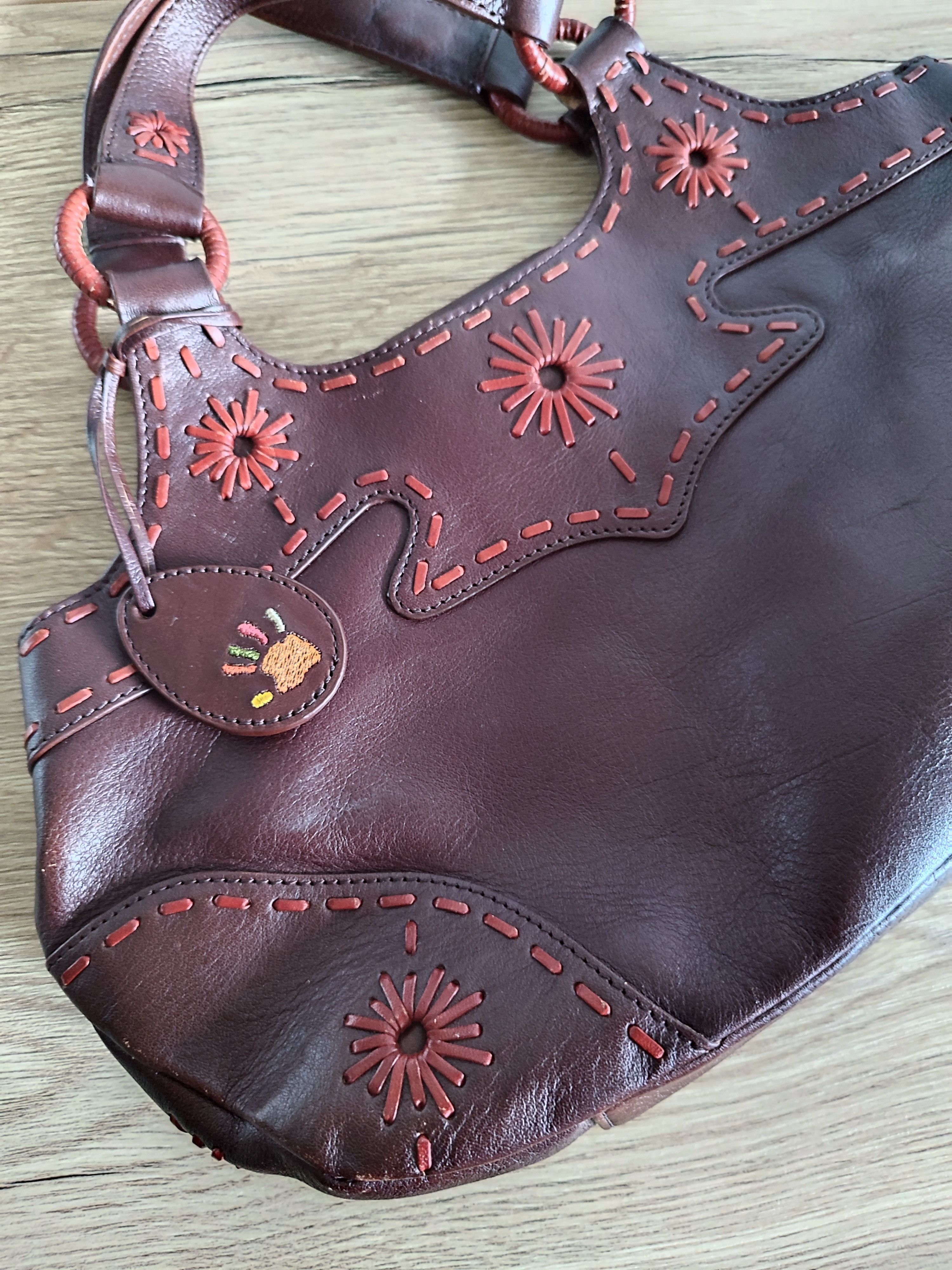 Other Small brown leather Mebo handbag, handbag with embroidery Size ONE SIZE - 1 Thumbnail