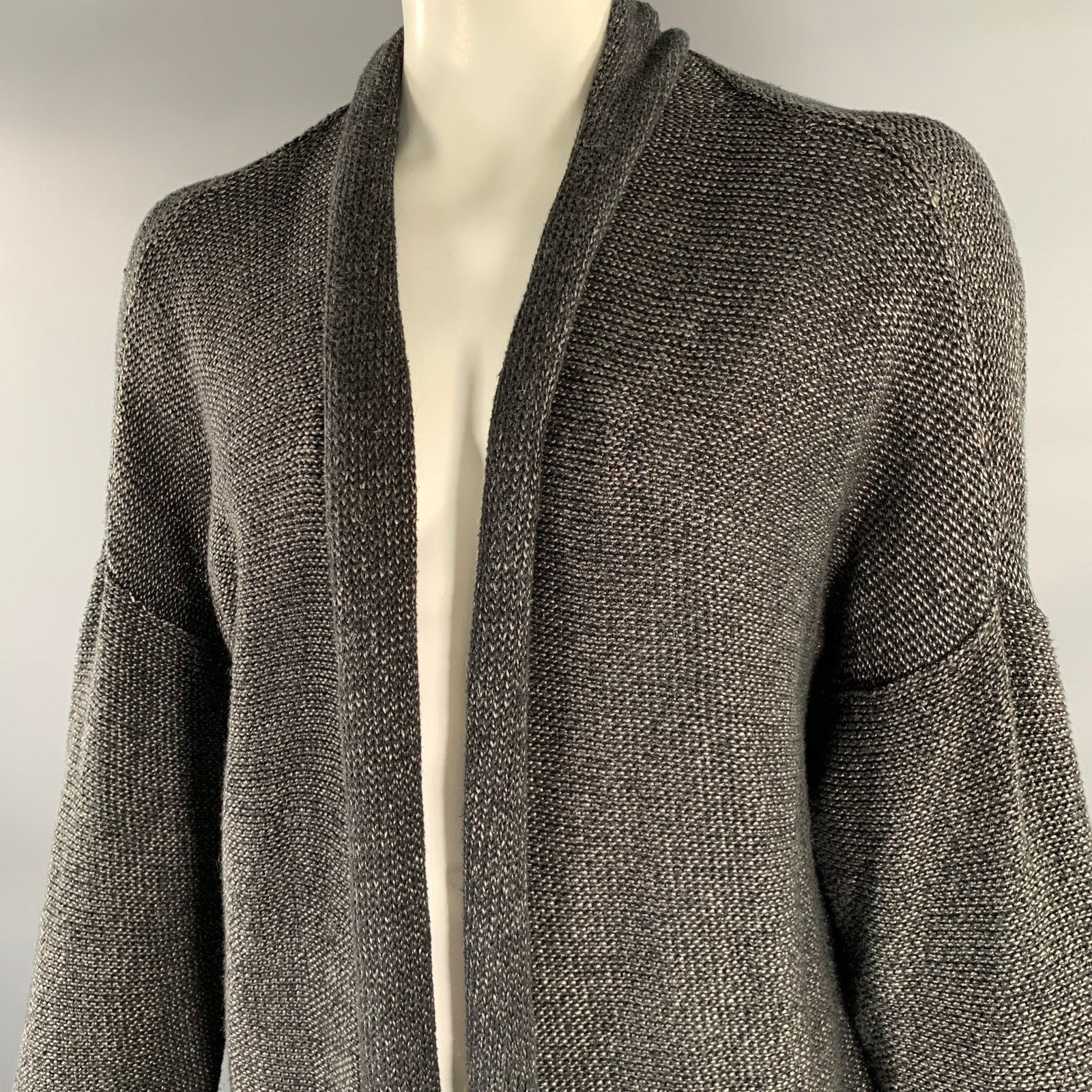 John Elliott JOHN ELLIOTT XL Grey Black Knit Linen Cotton Cape Cardigan Size US XL / EU 56 / 4 - 2 Thumbnail