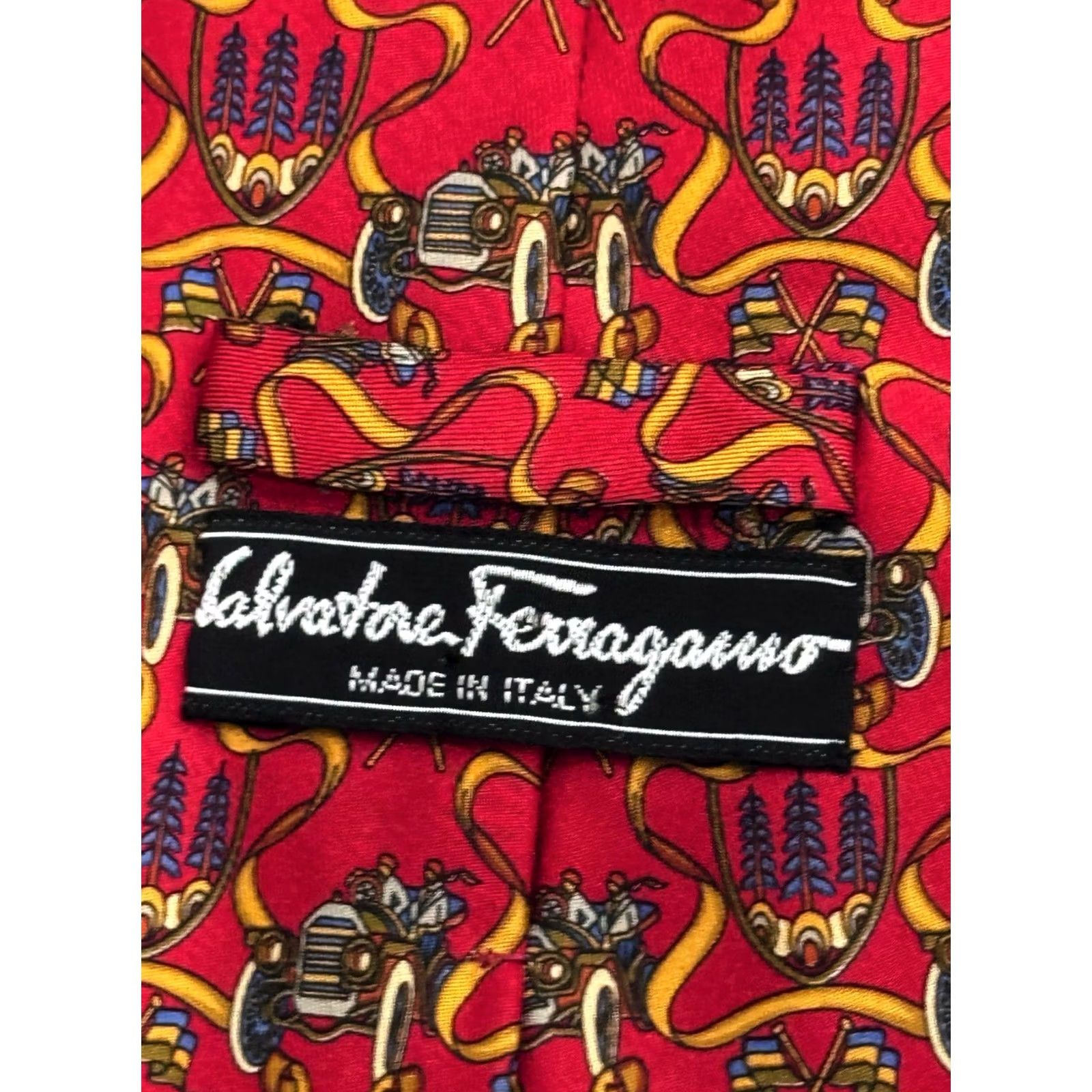 Salvatore Ferragamo Salvatore Ferragamo VTG Cars Design Silk Neck Tie Mens Ascot Multicolor Size ONE SIZE - 4 Thumbnail