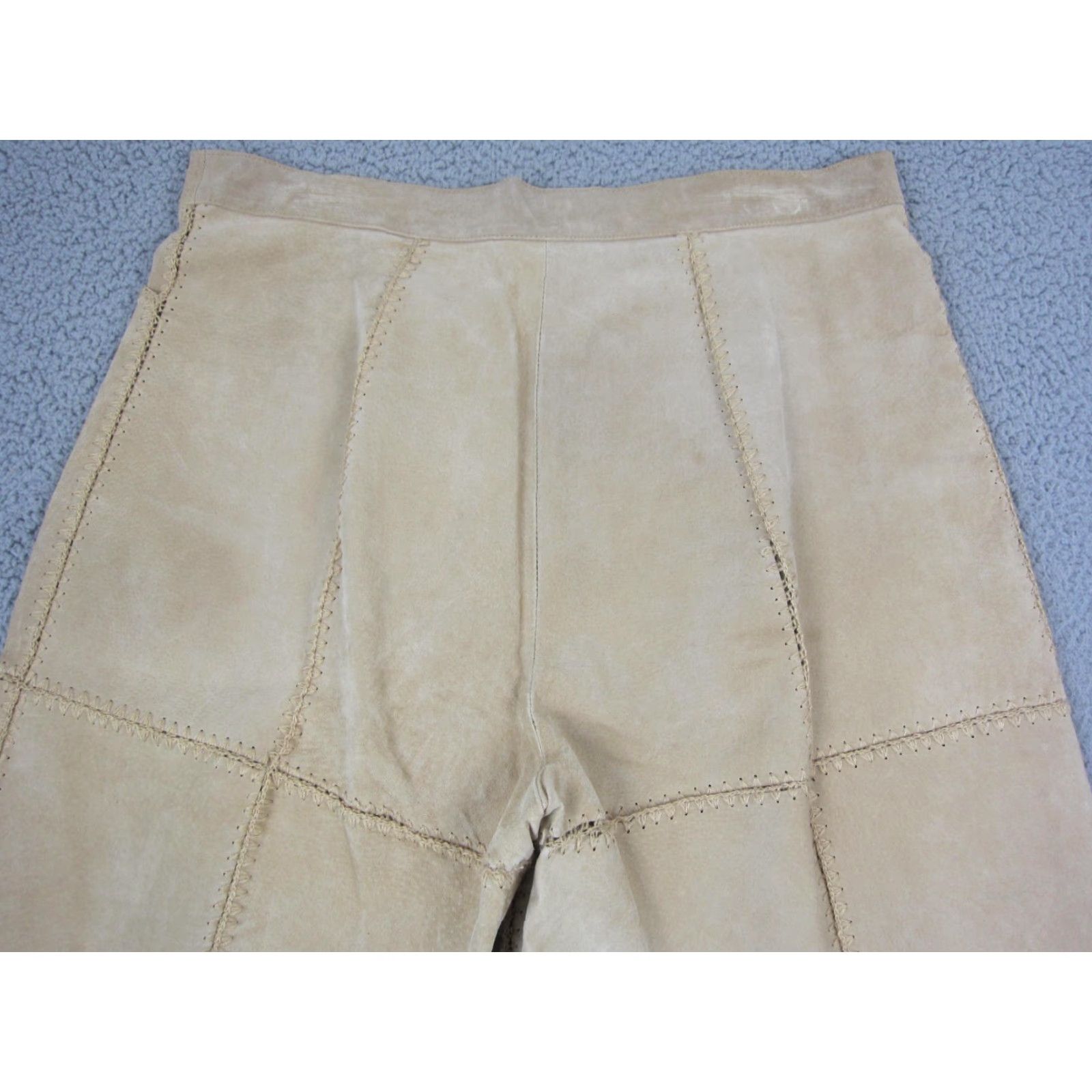 Essentials VINTAGE Suede Essentials Pants Mens L Brown Leather Wool Patchwork 80s 90s Retro Hippie Straight Mens Size US 33 - 2 Thumbnail
