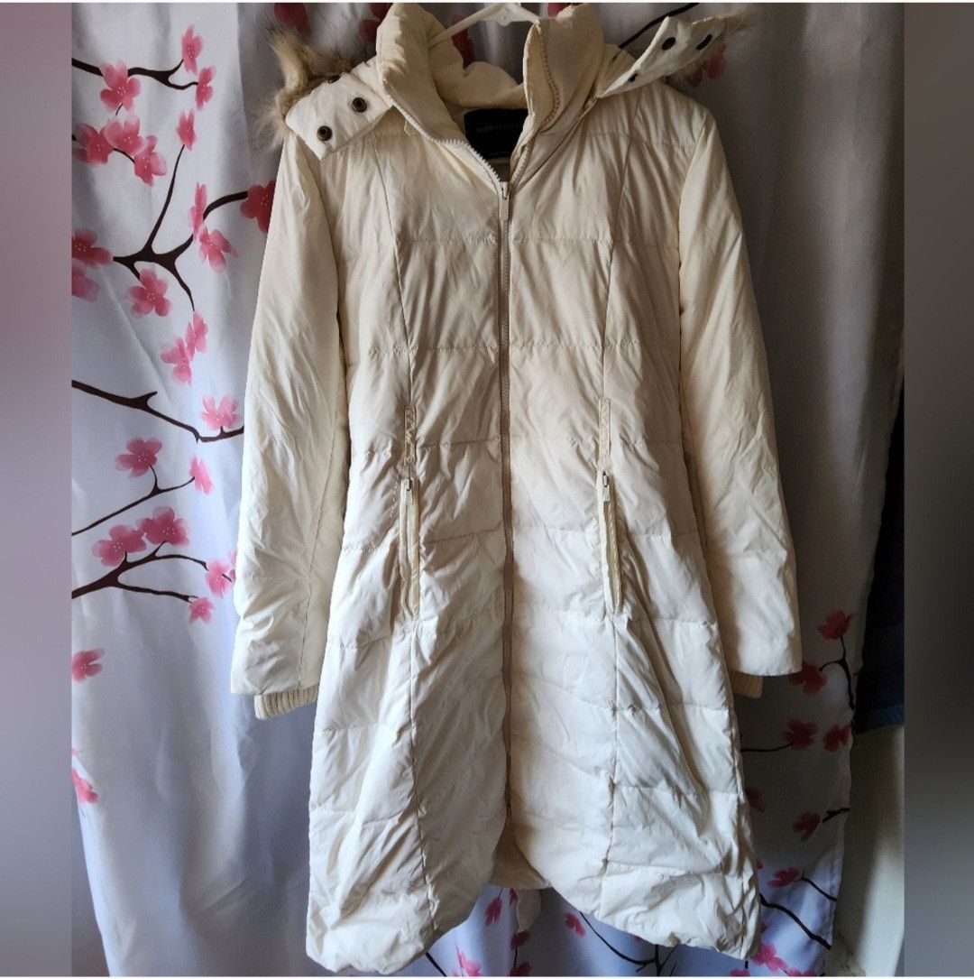 Bcbg Maxazria BCBGMAXAZRIA Down Long Puffer Jacket XS Cream Fur Hood Grailed